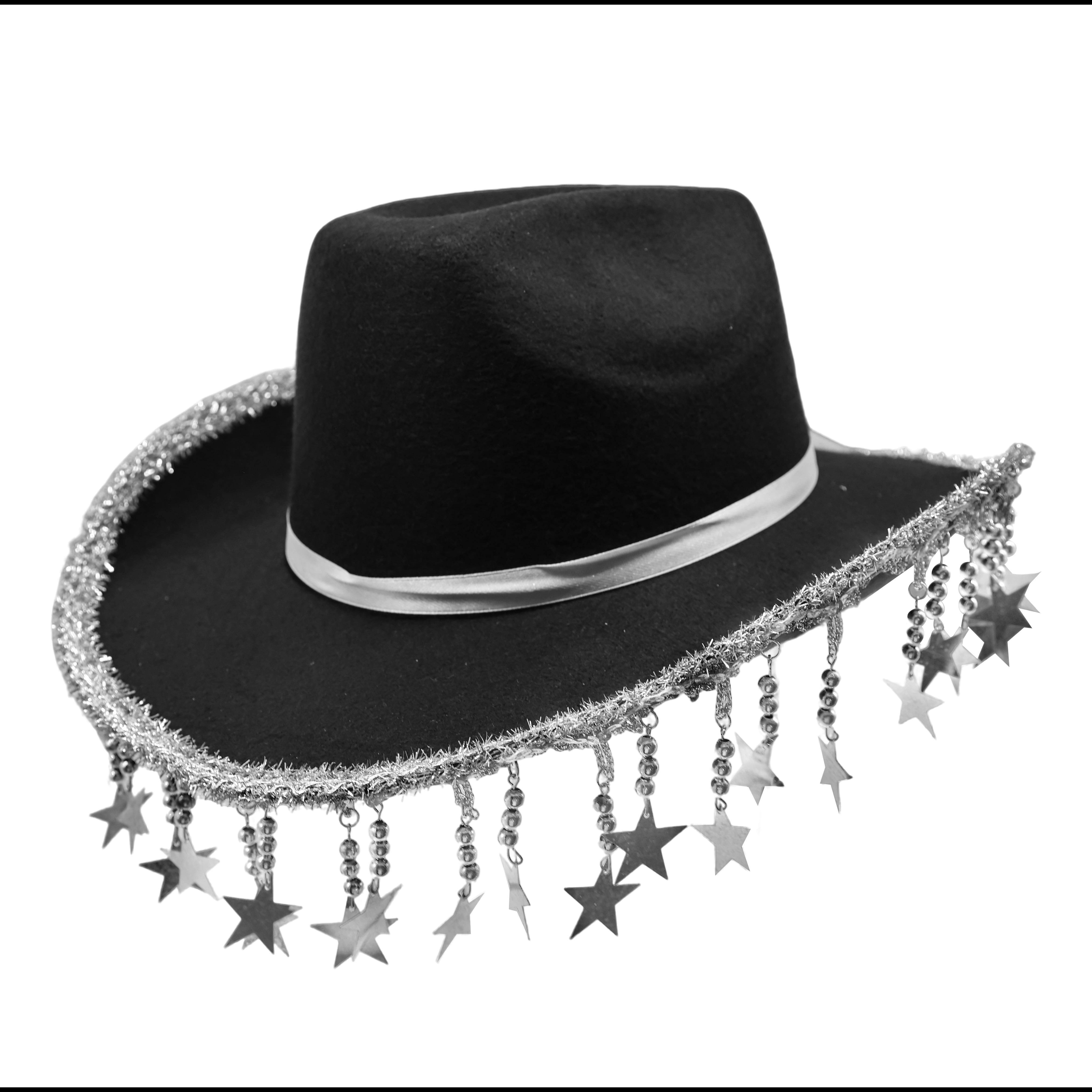 Black &#x26; Silver Cowboy Hat with Stars by Celebrate It&#x2122;