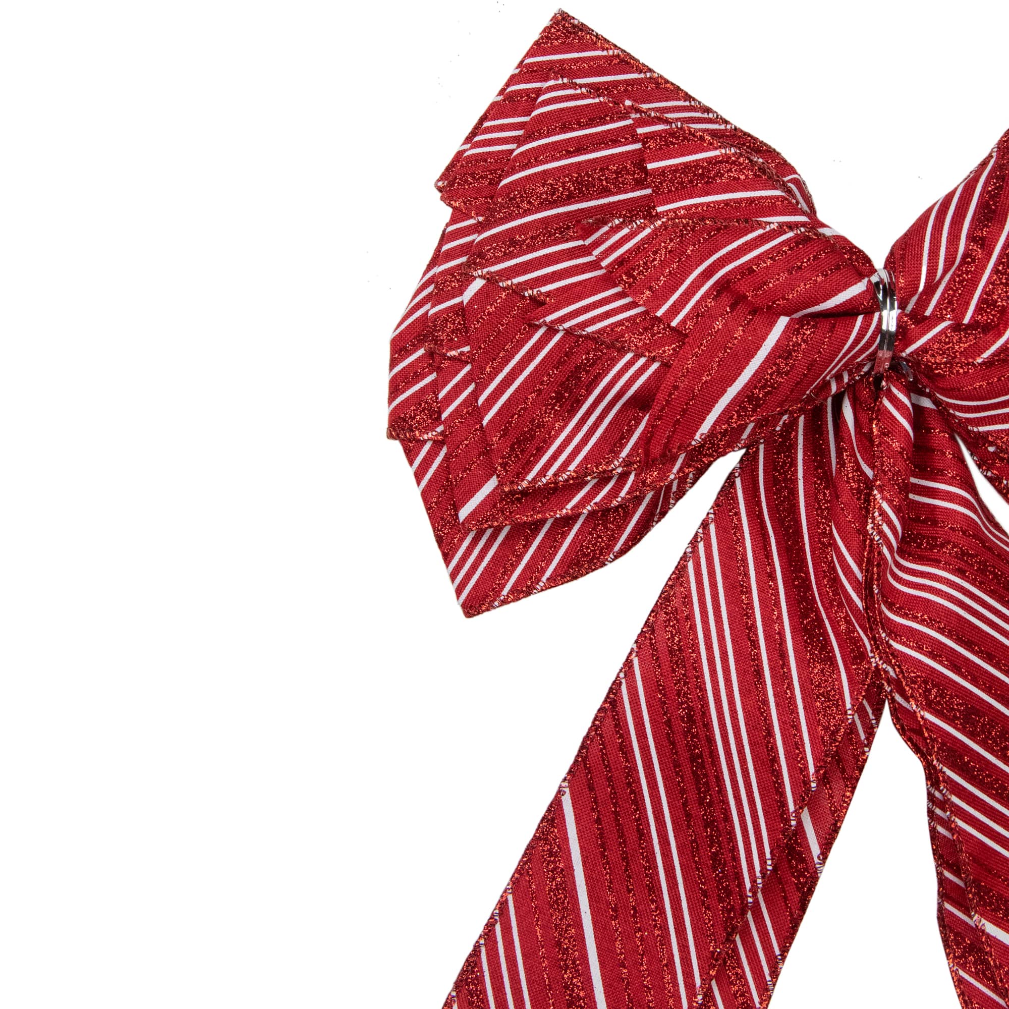 48&#x22; x 10&#x22; Red and White Striped 16 Loop Christmas Bow Decoration