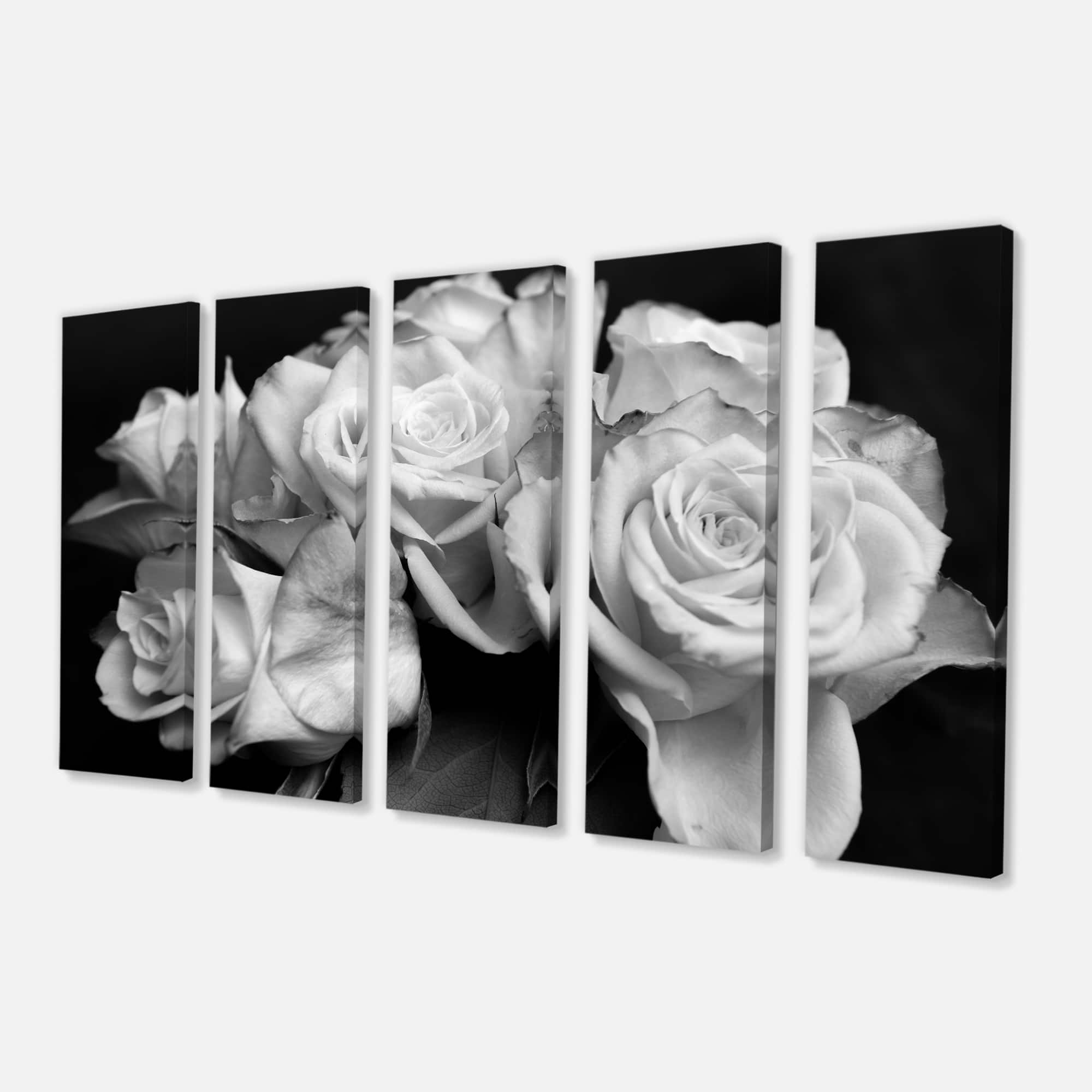 Designart - Bunch of Roses Black and White - Floral Art Canvas Print