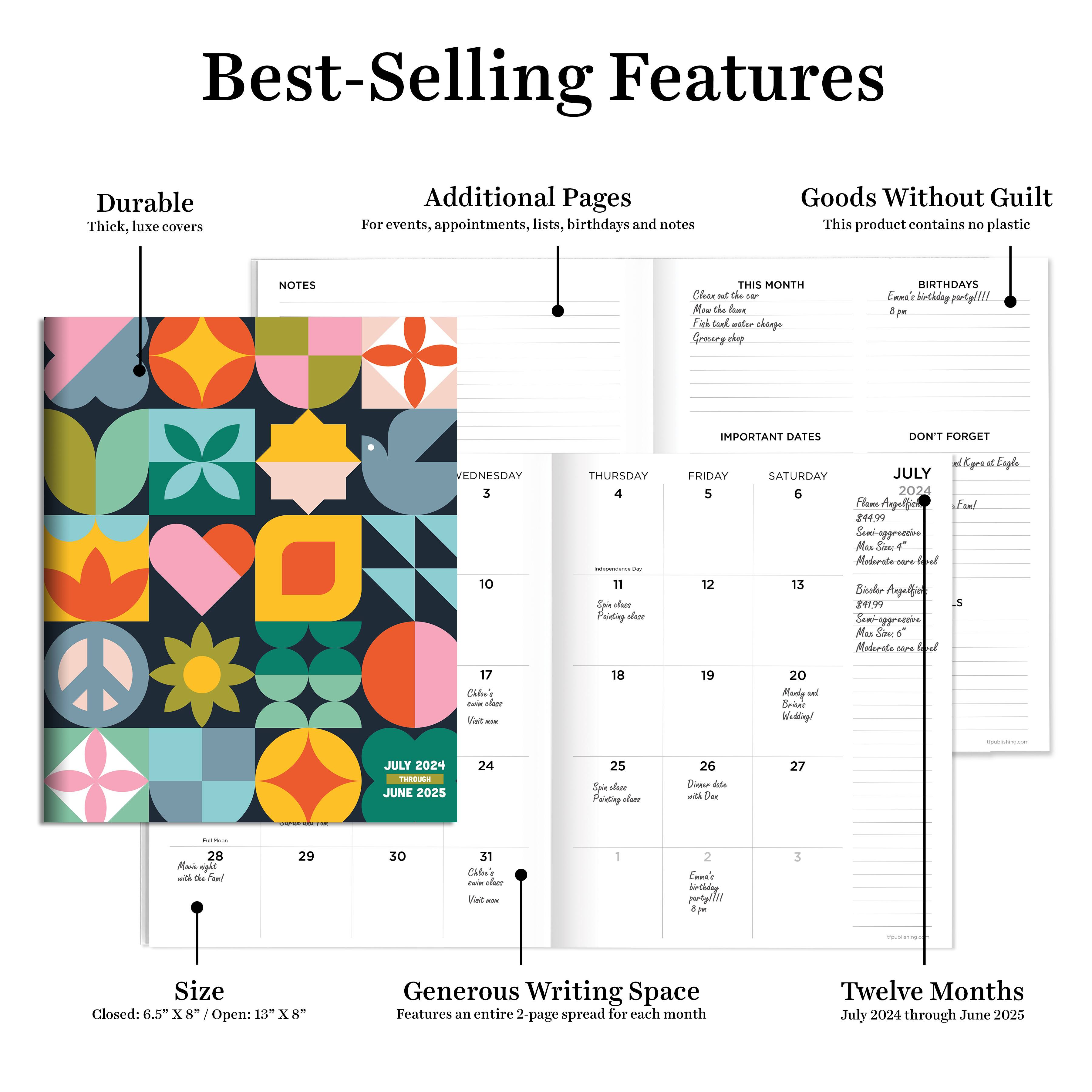 TF Publishing 2024-2025 Medium Scandinavian Symbols Monthly Planner