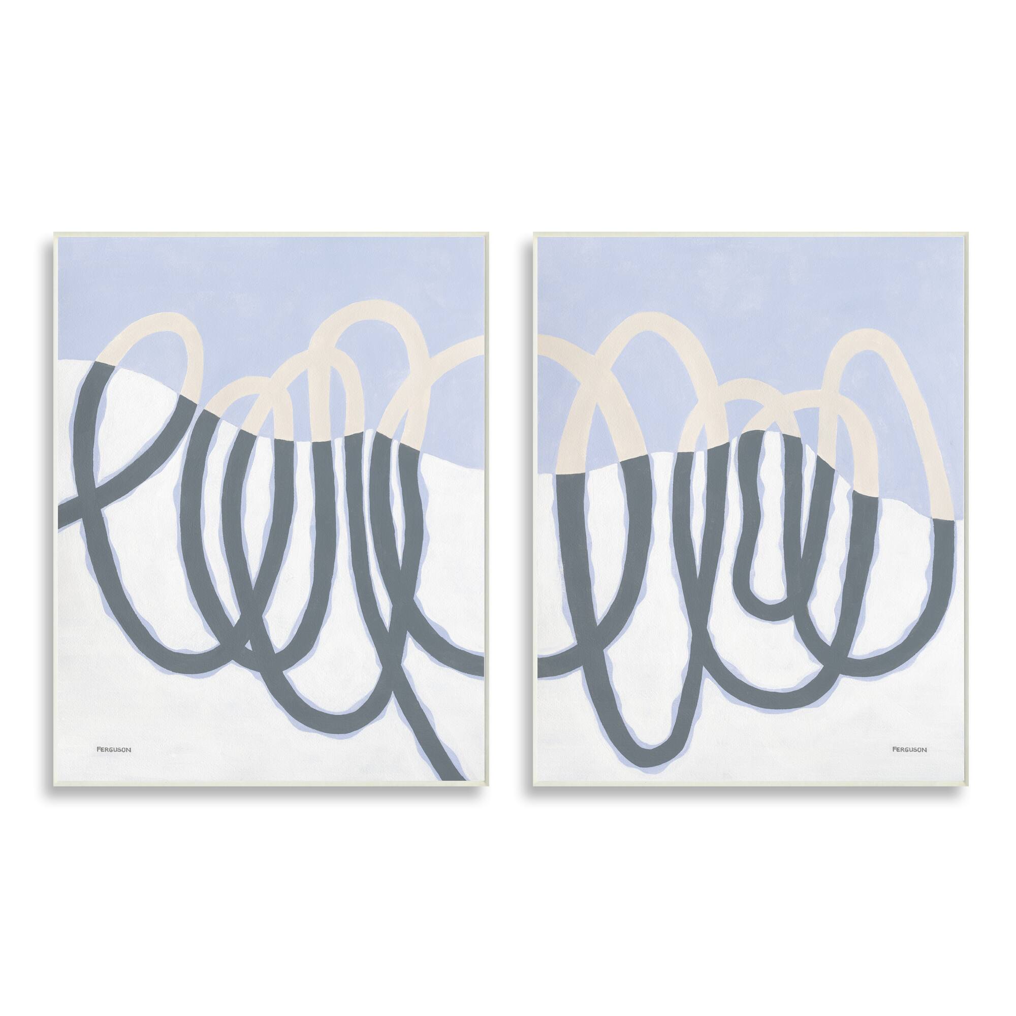 Stupell Industries Contrasting Wave Line Abstract Blue Nautical Painting Wall Plaque