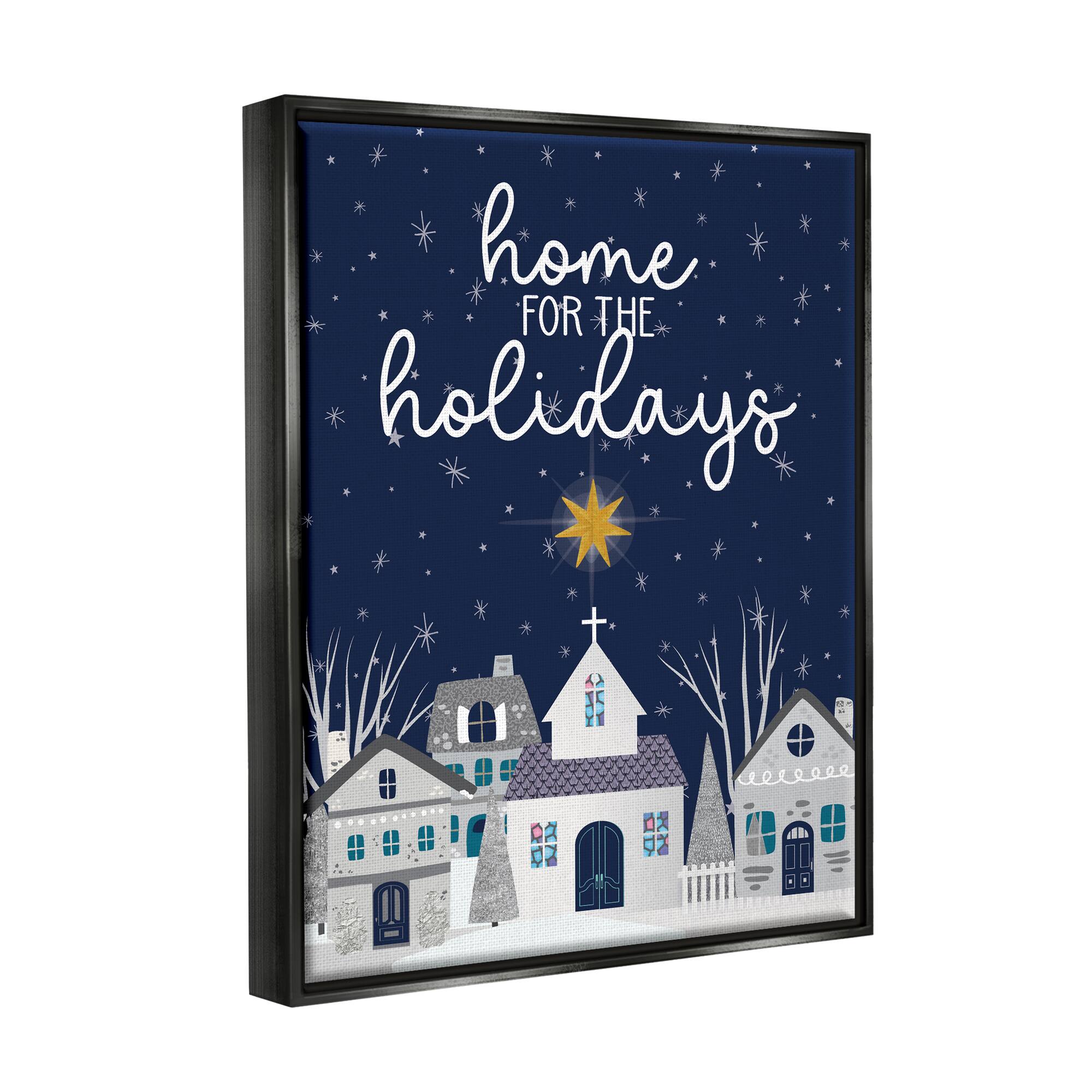 Stupell Industries Home For The Holidays Night Sky Framed Floater Canvas Wall Art