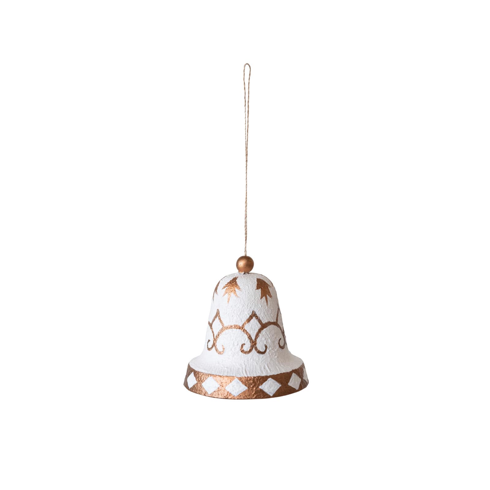 Hello Honey&#xAE; 4.25&#x22; White &#x26; Gold Plastic Bell Ornament