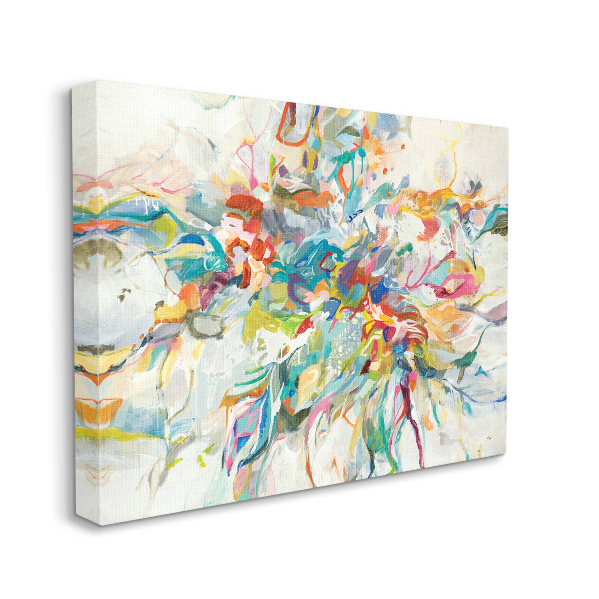 Stupell Industries Exciting Tropical Shapes Abstraction Blue Red Pop Canvas Wall Art