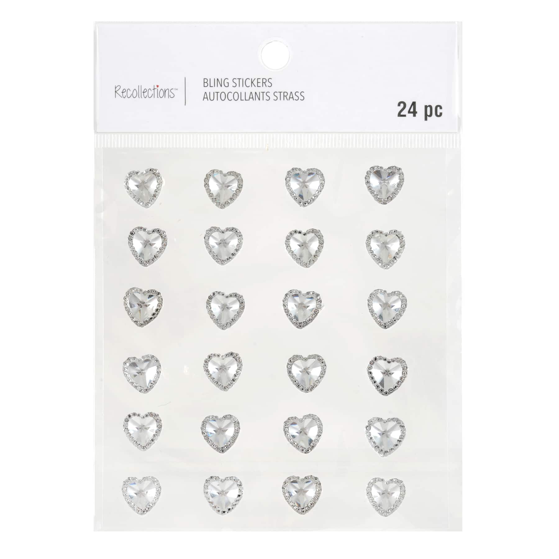 12 Packs: 24 ct. (288 total) Clear Rhinestone Heart Stickers by Recollections™