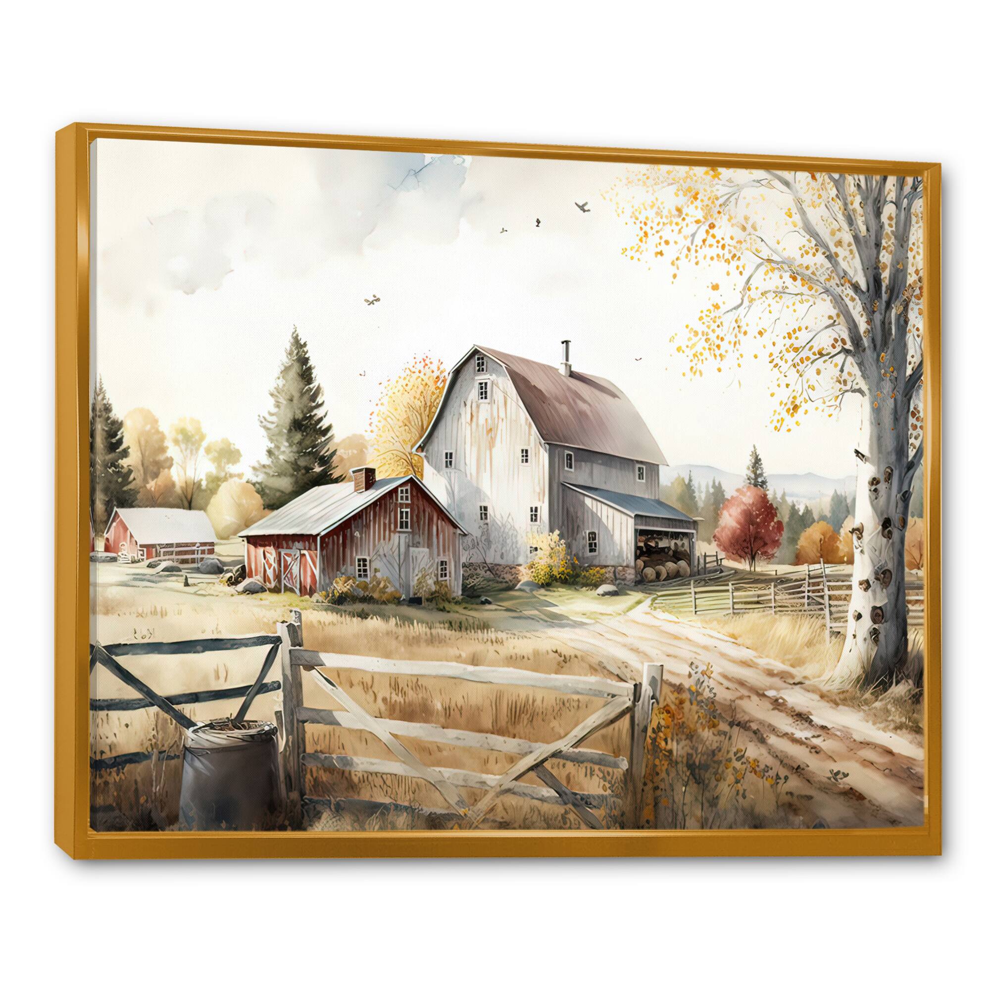 Designart 'Beautiful Barn In Spring II' Farmhouse / Country Framed Canvas Wall Art