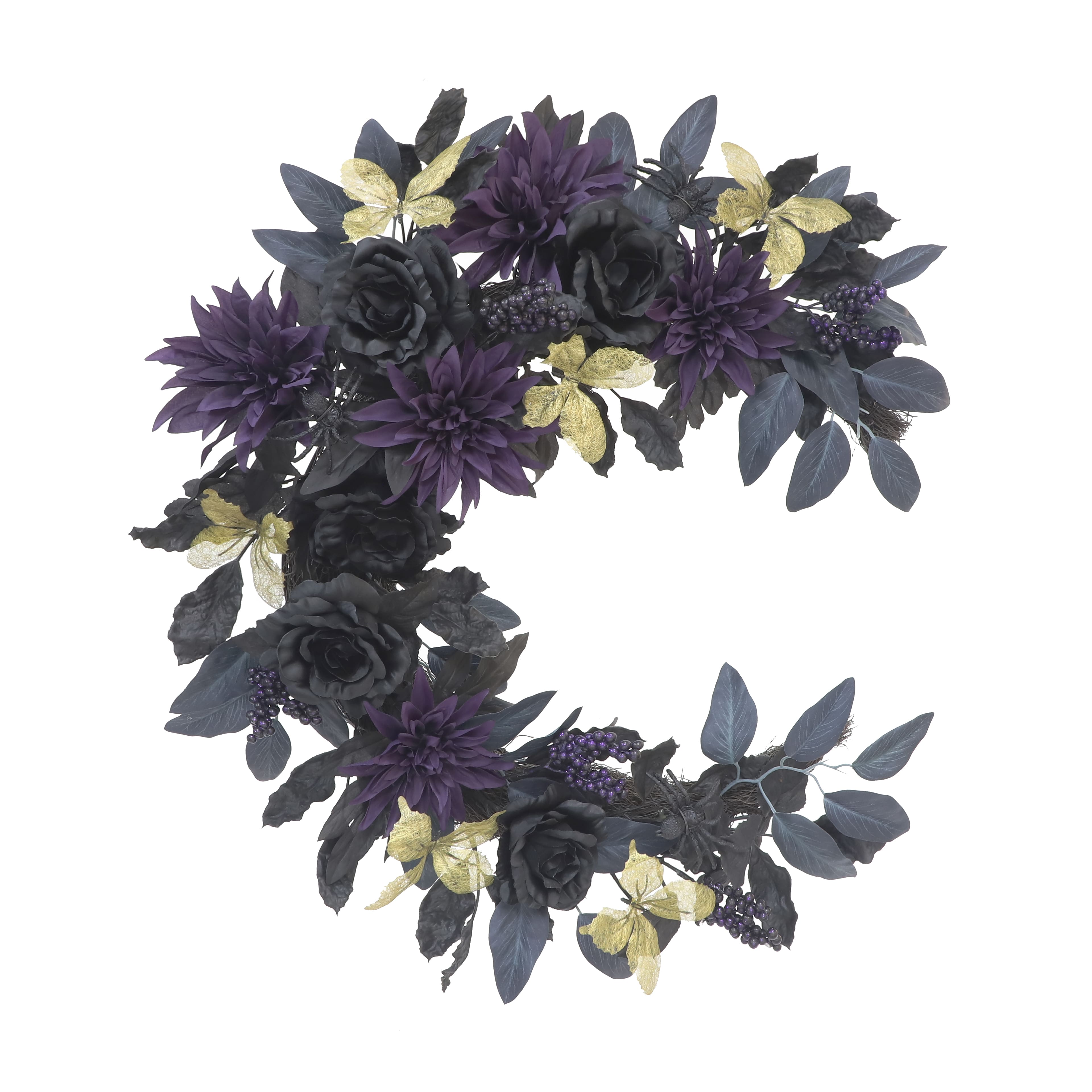 24&#x22; Dahlia, Rose &#x26; Butterfly Half Wreath by Ashland&#xAE;