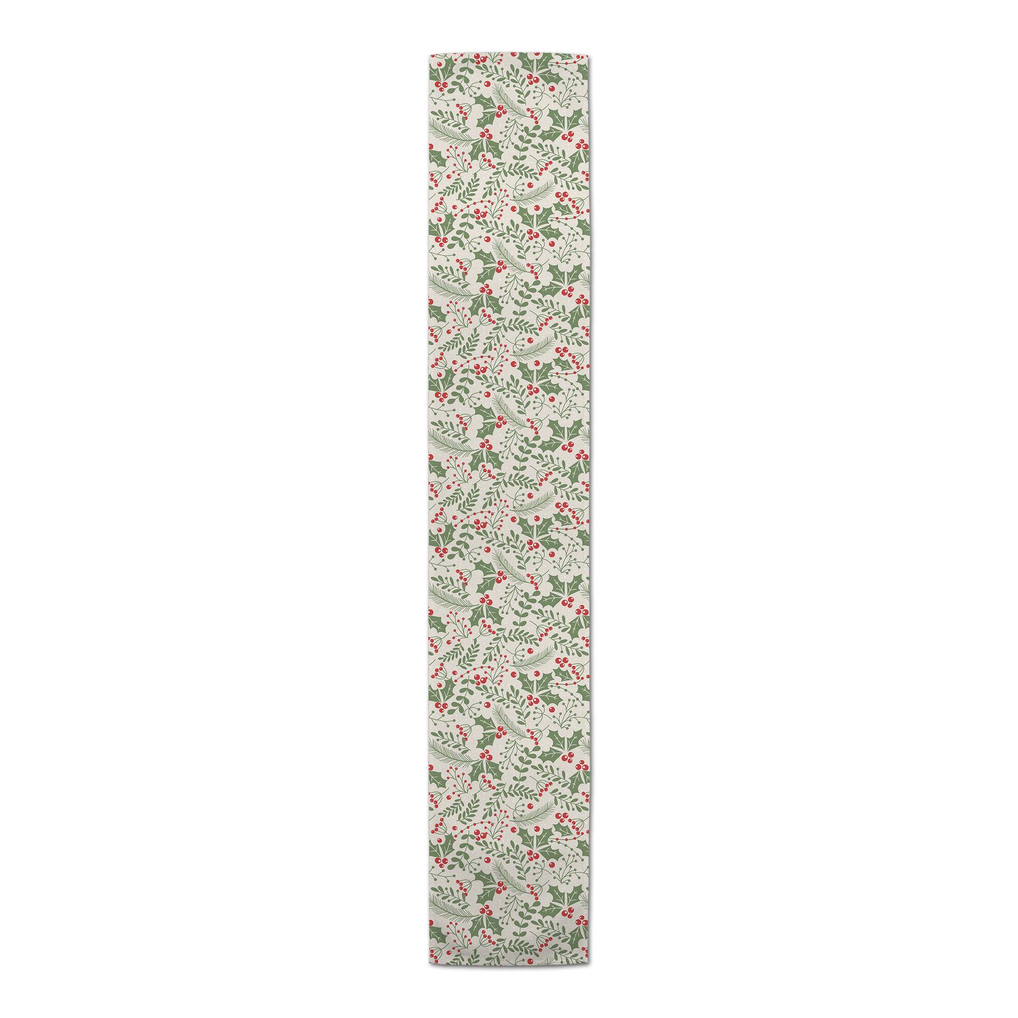 90&#x22; Holly Pattern Poly Twill Table Runner