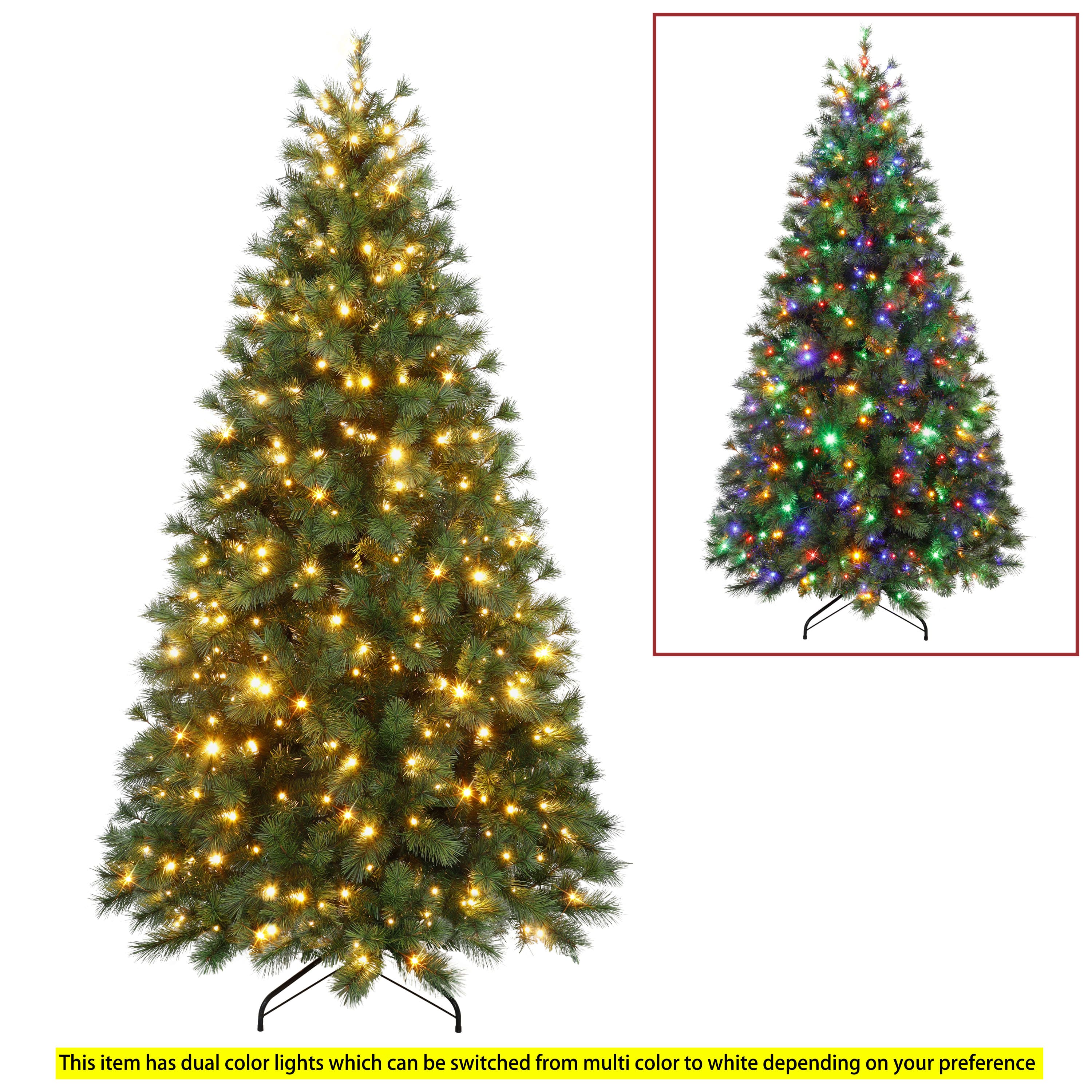 6.5ft. Pre-Lit Colorado Pine Artificial Christmas Tree, Dual Function LED Lights