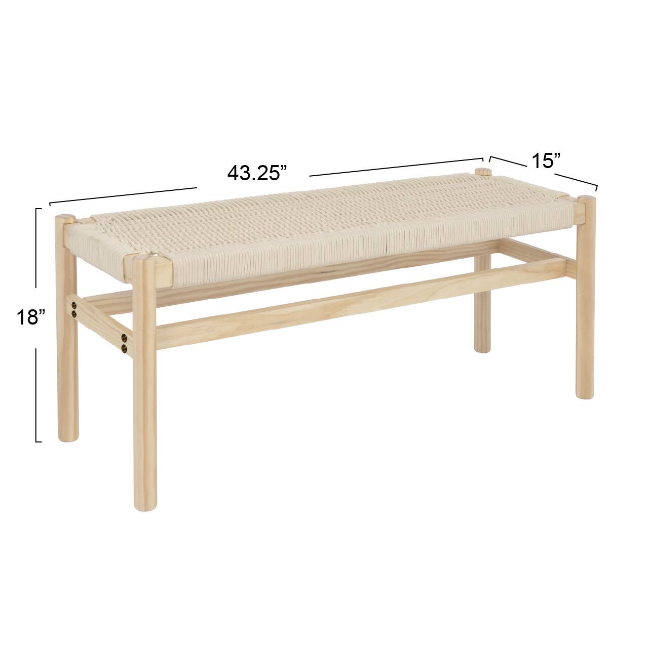 Hello Honey&#xAE; Fernway 18&#x22; Solid Wood and Woven Rope Entryway Bench