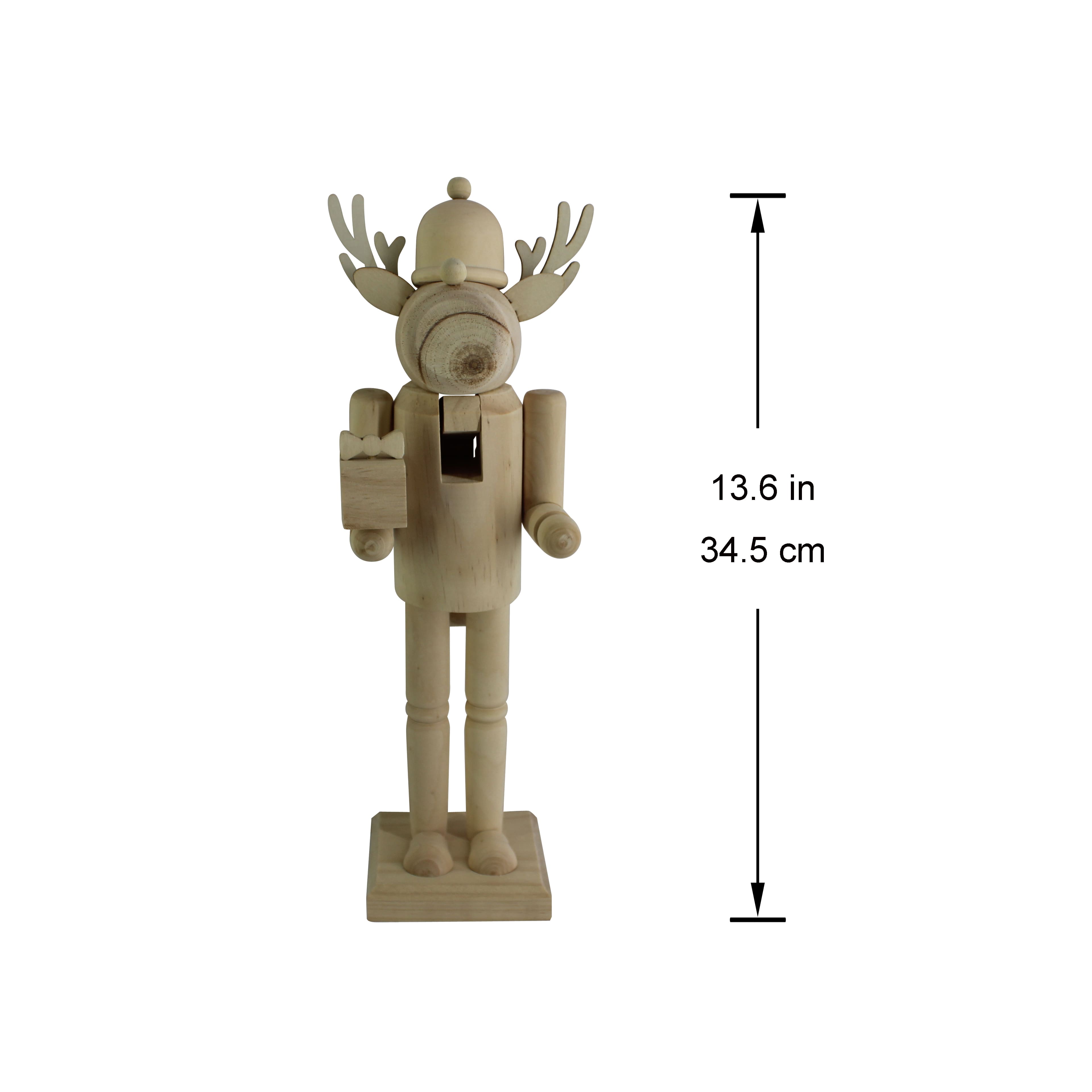 14&#x22; Reindeer with Gift DIY Pinewood Nutcracker by Make Market&#xAE;