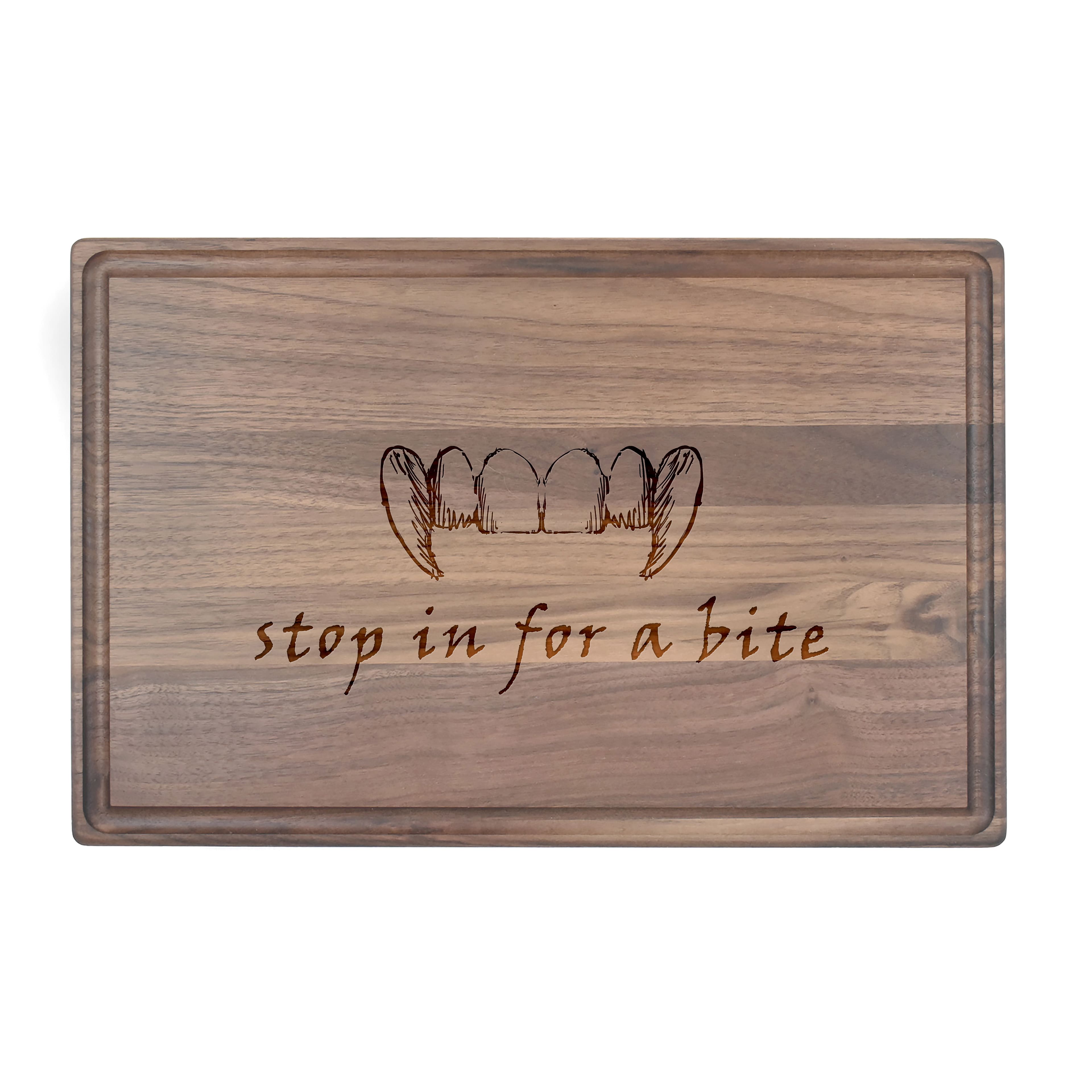 17" Stop in for a Bite Walnut Cutting Board