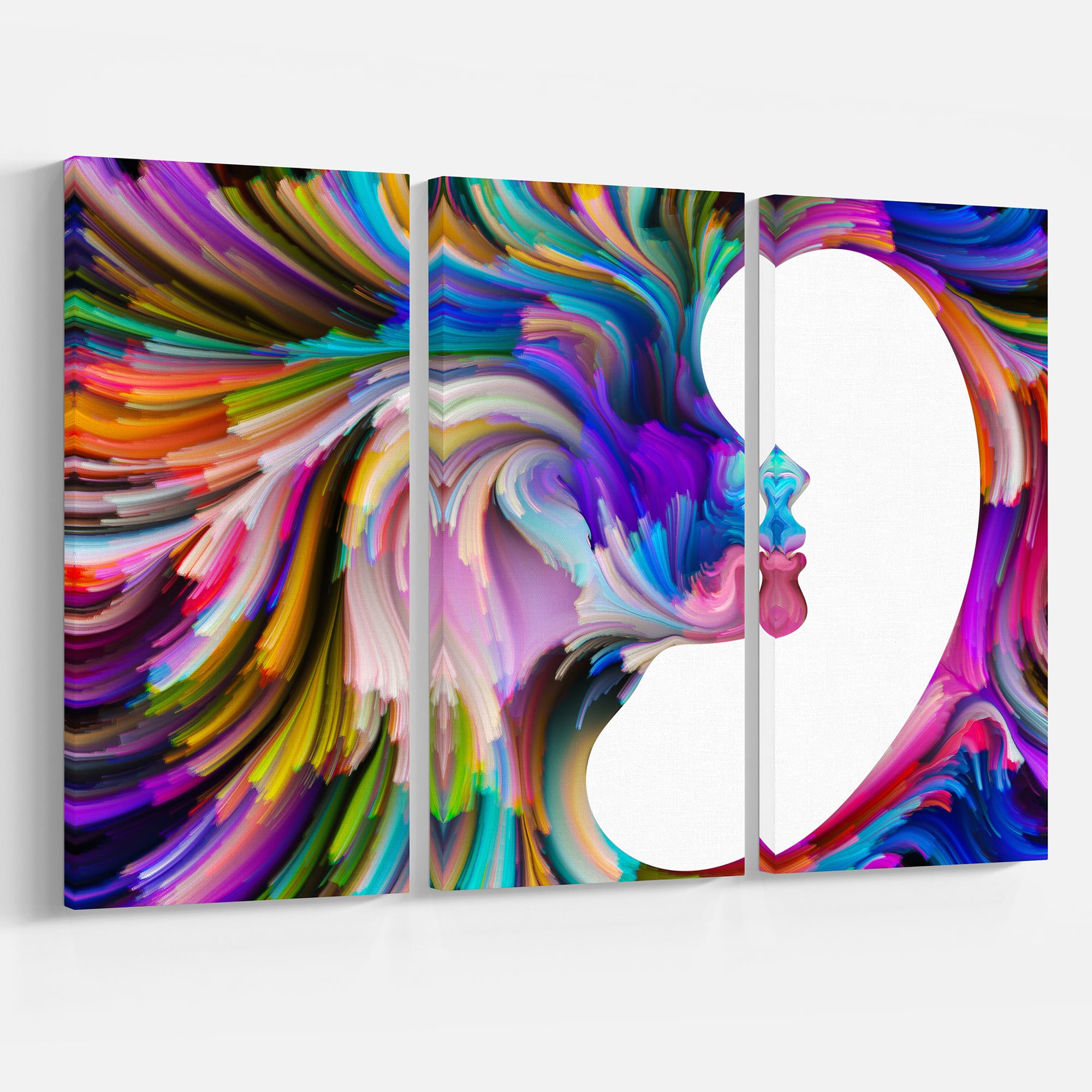 Designart - Colorful Faces - Abstract People Print on Wrapped Canvas set