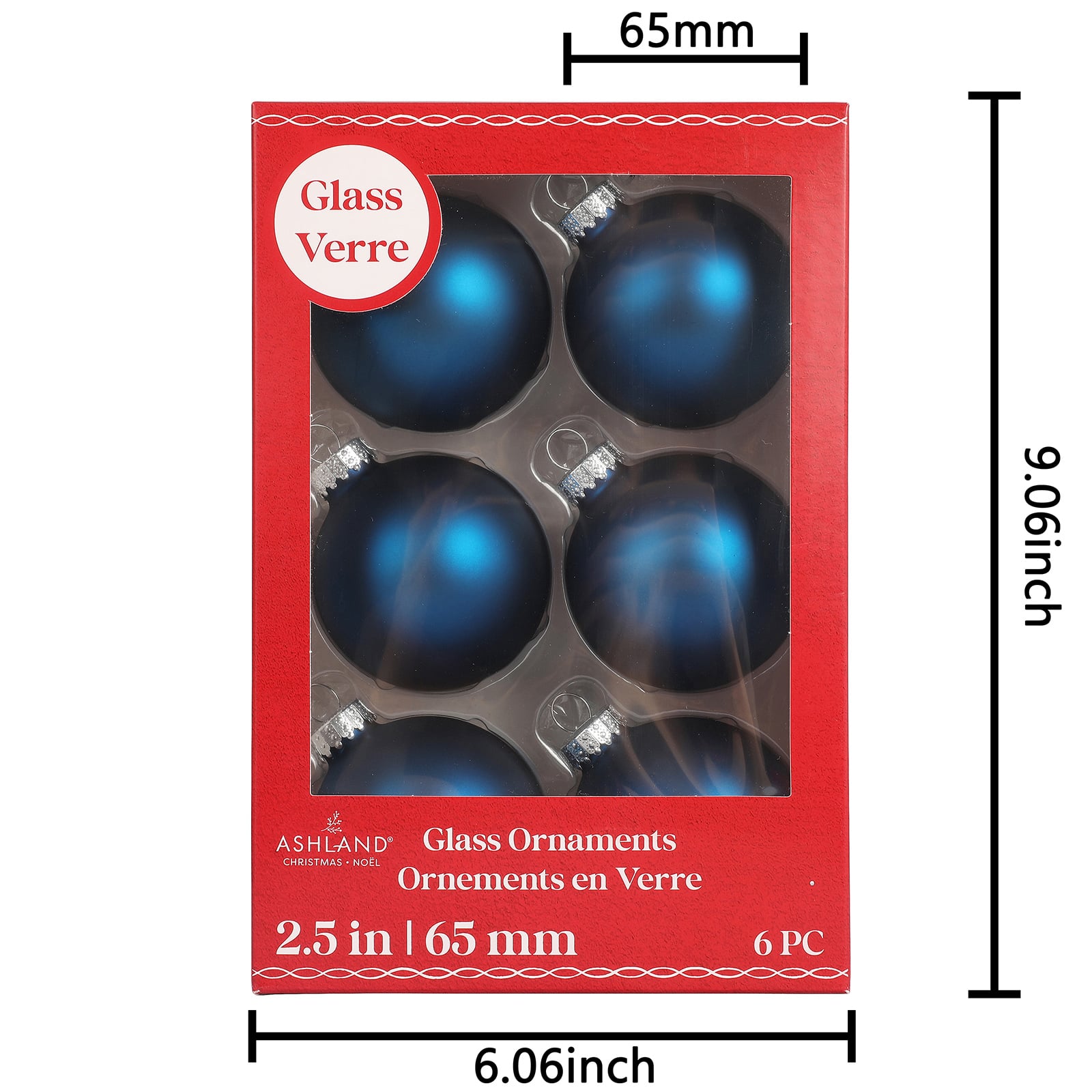 6 Pack 2.5&#x22; Satin Glass Ball Ornaments by Ashland&#xAE;
