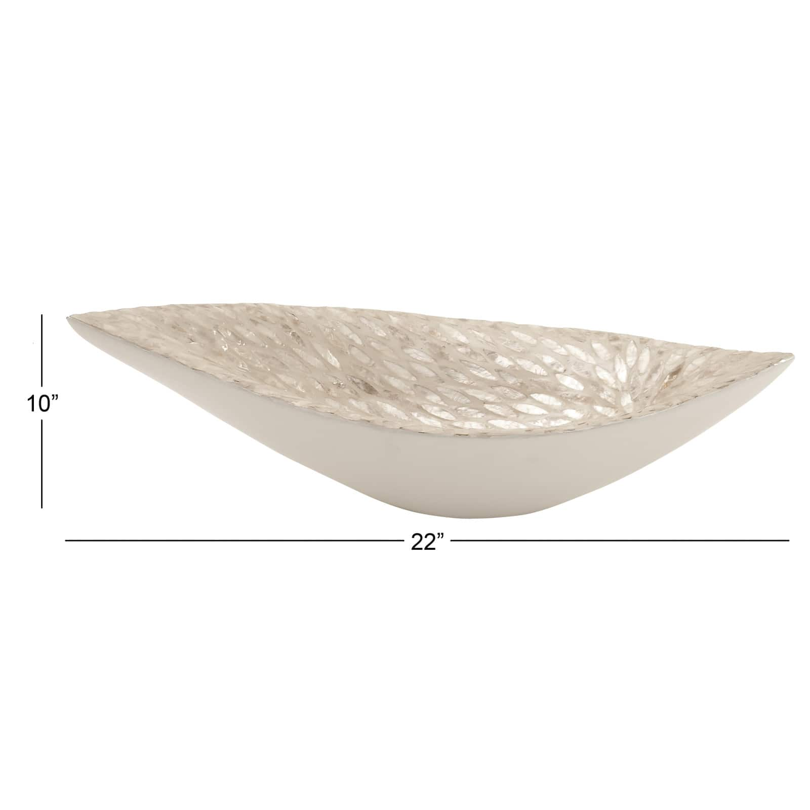 22&#x22; White Mother of Pearl Coastal Tray