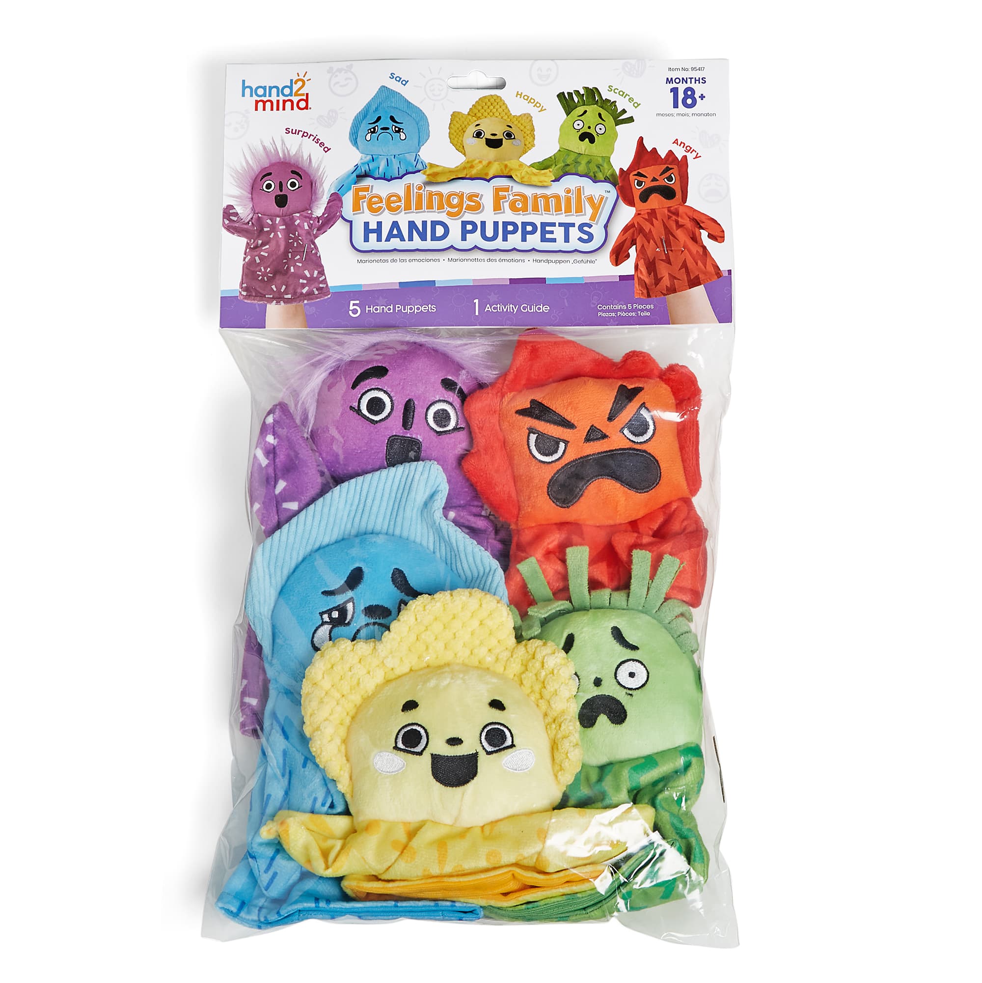 hand2mind Feelings Family™ Hand Puppets Set