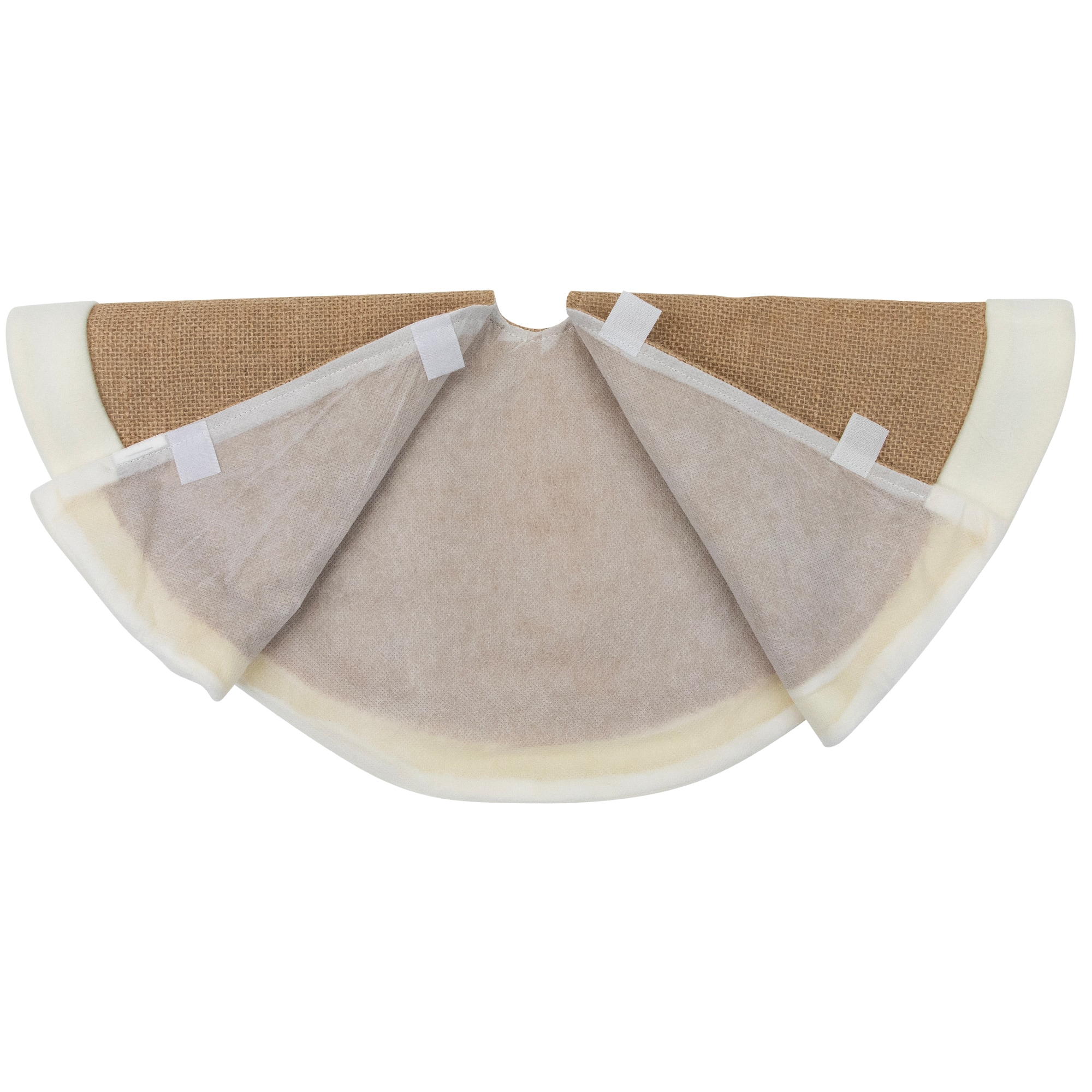 20&#x22; Burlap &#x26; White Fleece Trim Mini Tree Skirt