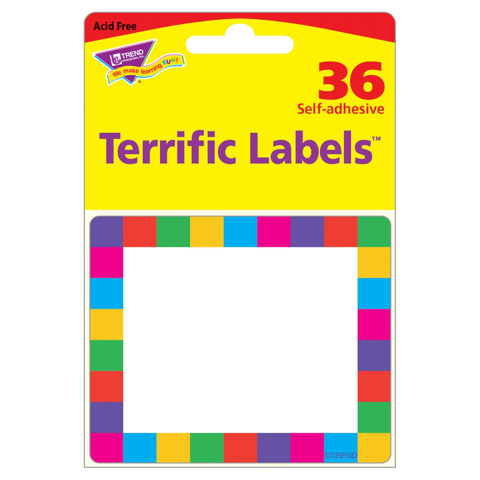 Shop the Trend Enterprises® Rainbow Plaid Terrific Labels™, 36ct at