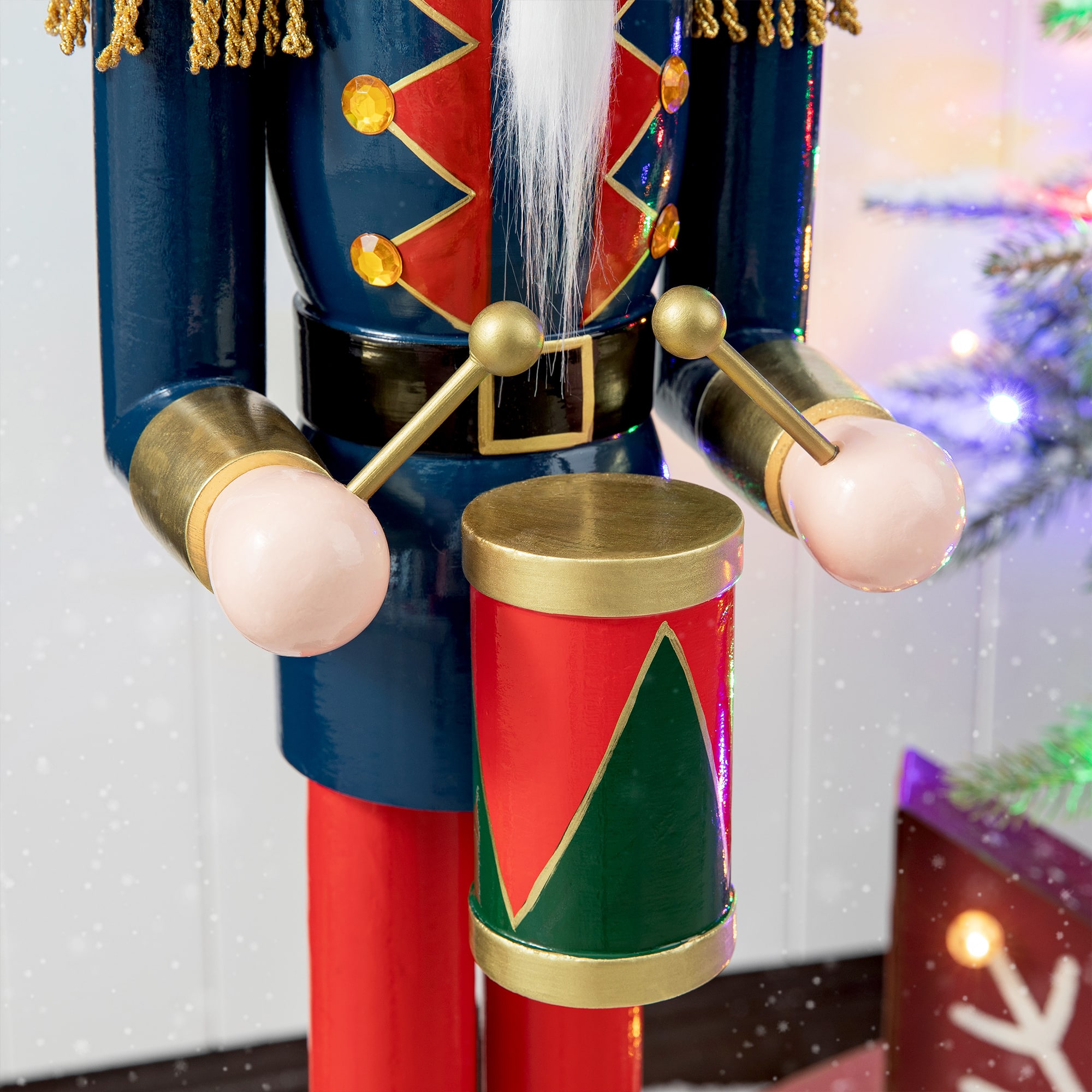 Glitzhome&#xAE; 3ft. Wooden Christmas Drummer Nutcracker