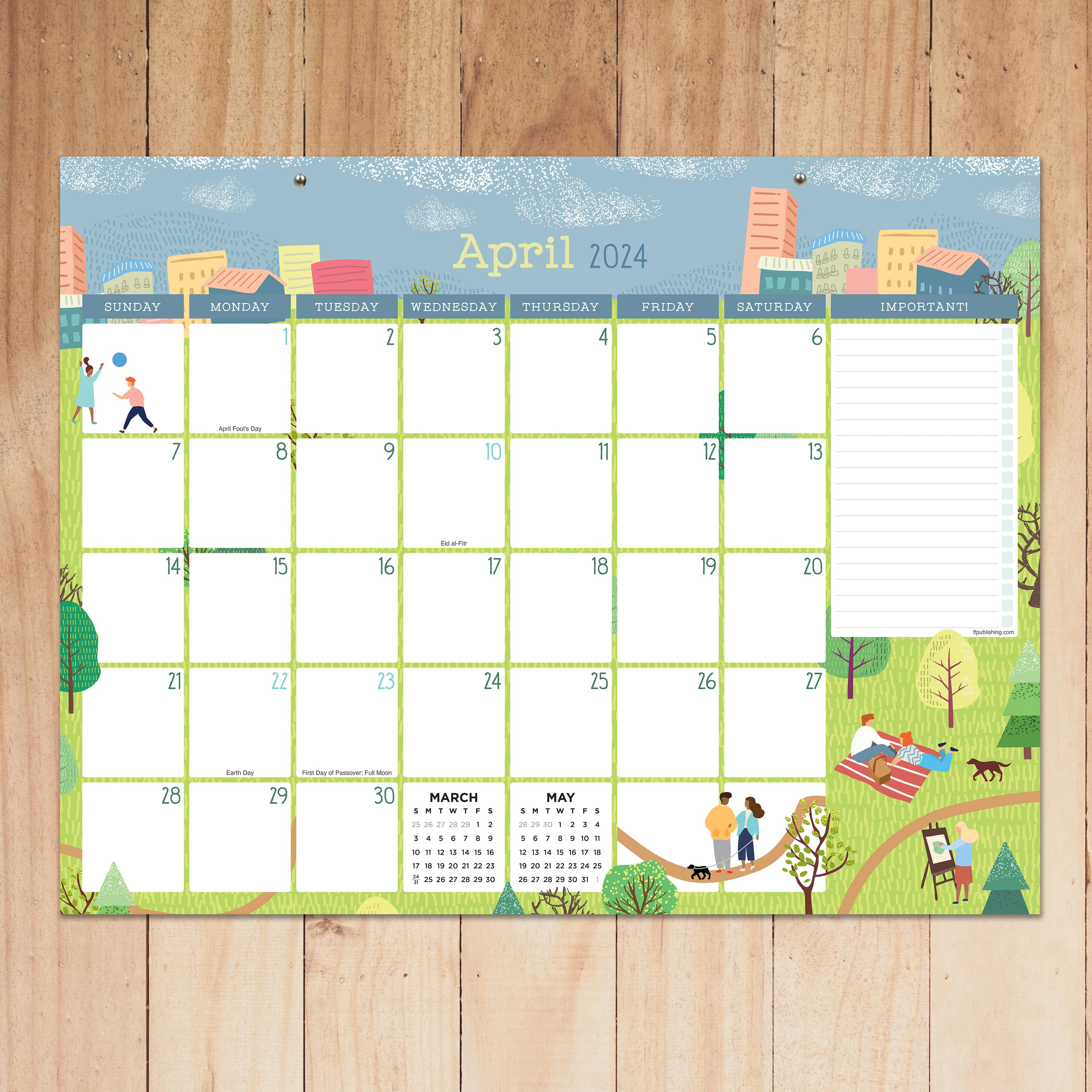 TF Publishing 2024 Folk Love Medium Desk Pad Monthly Blotter Calendar
