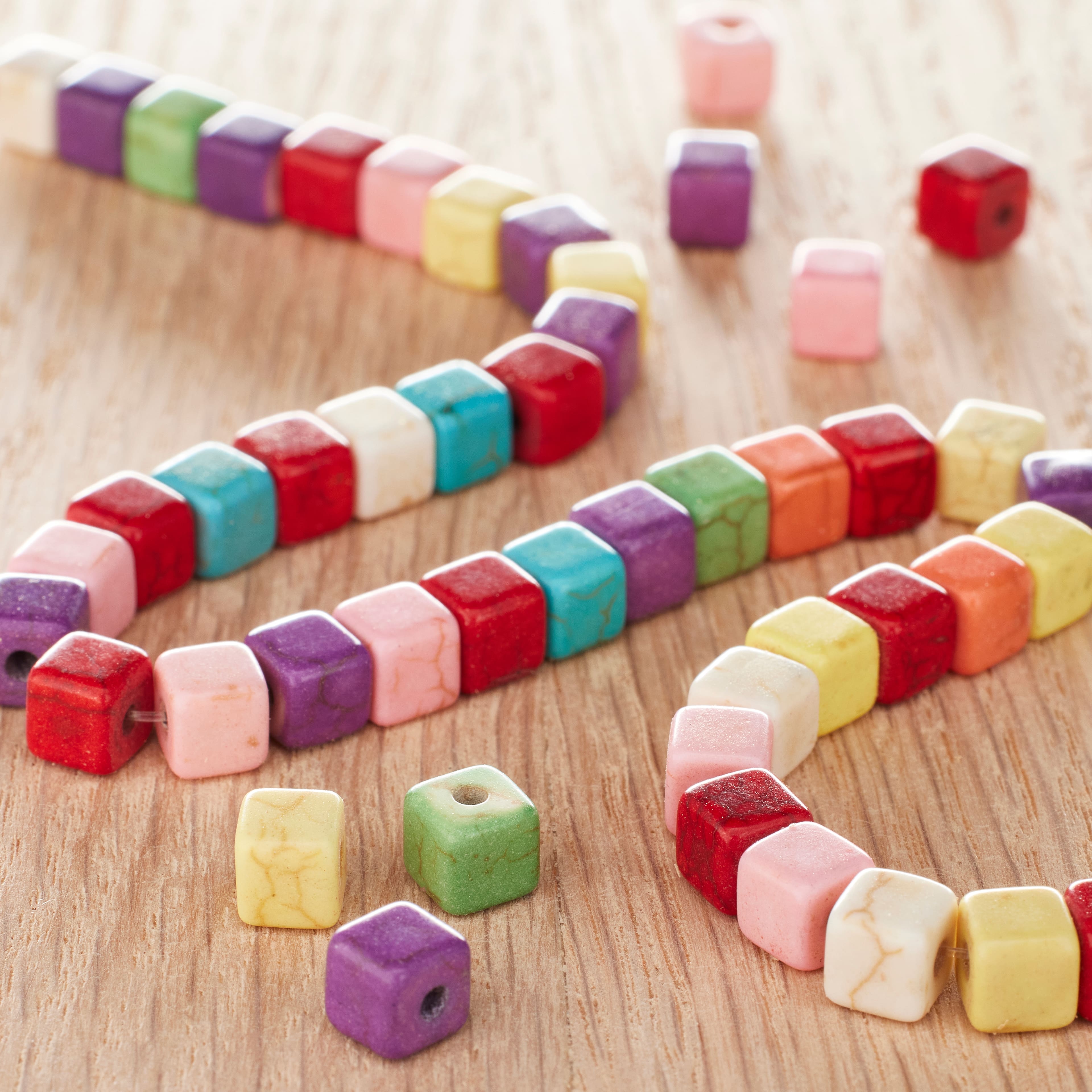 Multicolor Howlite Cube Beads by Bead Landing&#x2122;, 5mm 