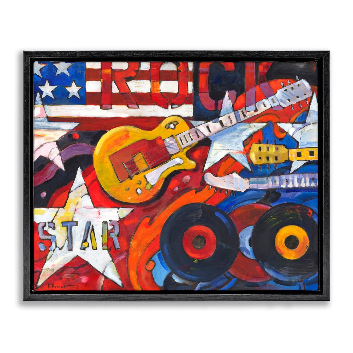 Stupell Industries Rockstar Americana Music Tribute Floater Framed Art