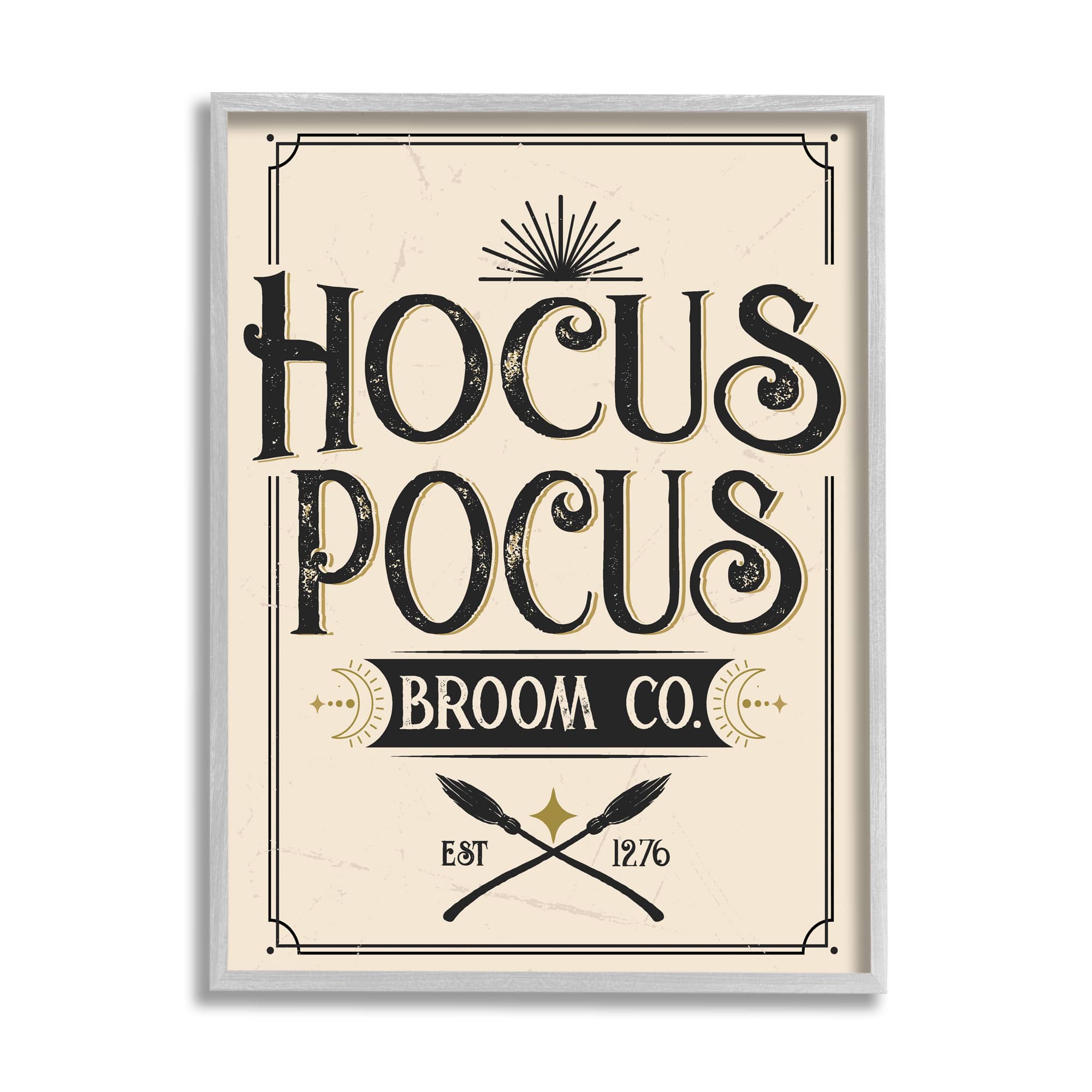 Stupell Industries Vintage Hocus Pocus Broom Sign Framed Gicl&#xE9;e Art