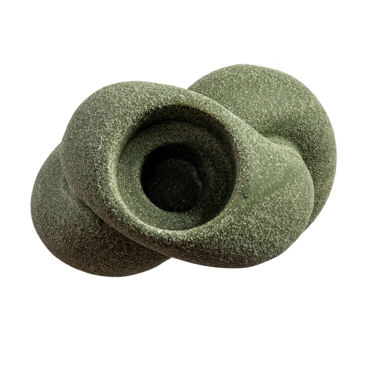 Hello Honey® 4" Green Stoneware Tealight & Taper Candle Holder