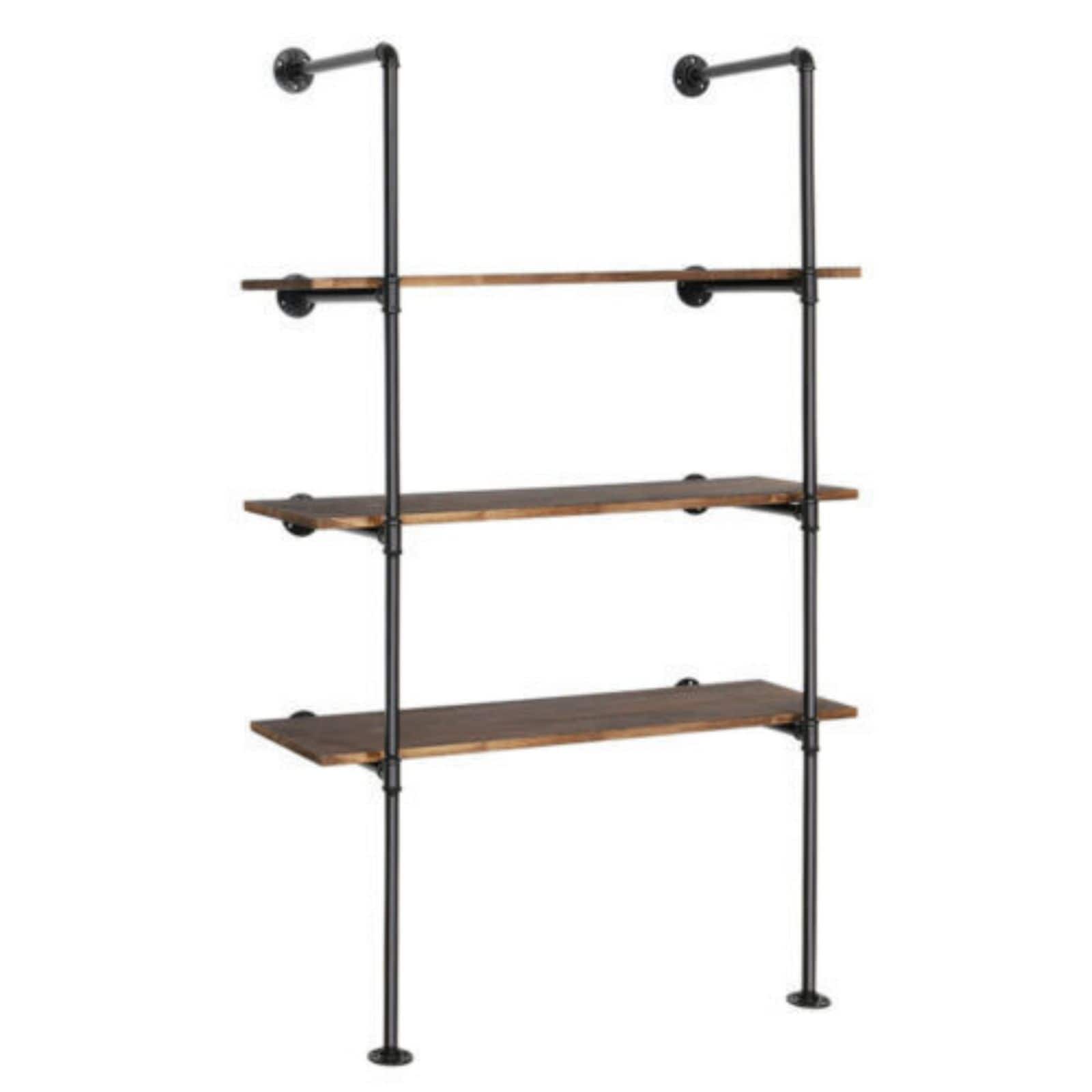 NEX™ 55" Black DIY Industrial Wall-Mounted Iron Pipe Open Bookshelf
