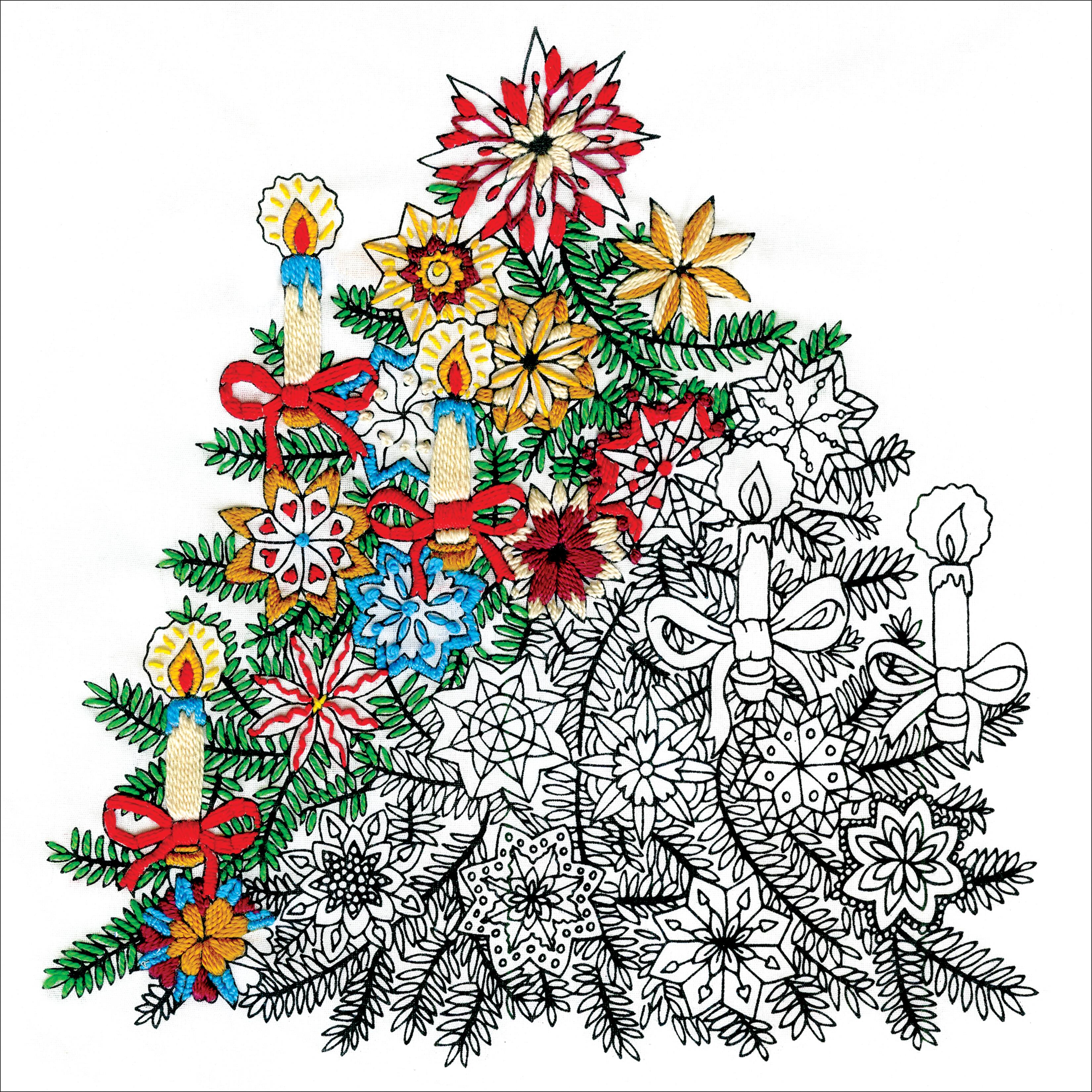 Design Works&#x2122; Zenbroidery Christmas Tree Stamped Embroidery Kit