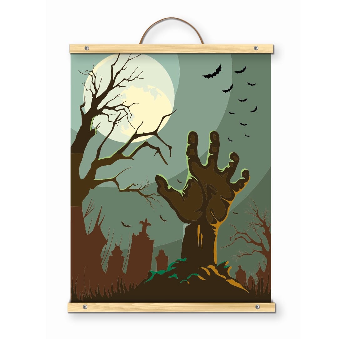 16&#x22; x 20&#x22; Zombie Graveyard Paint-by-Number Kit with Wood Display Hanger by Artist&#x27;s Loft&#xAE;