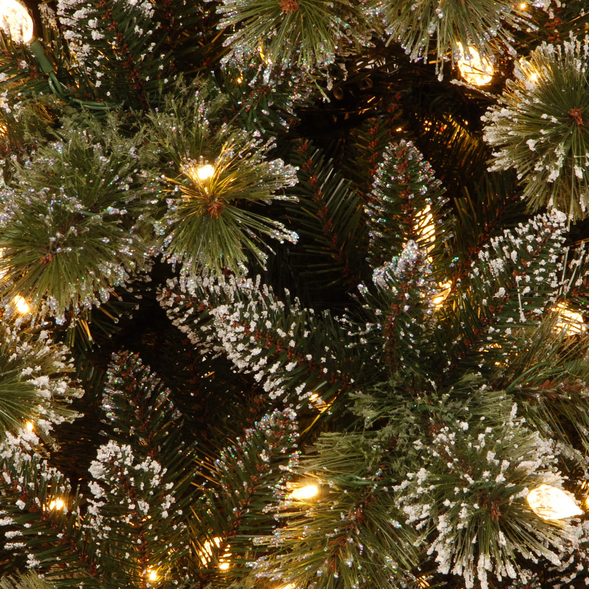 24&#x22; Glittery Bristle&#xAE; Pine Wreath with Warm White LED Lights