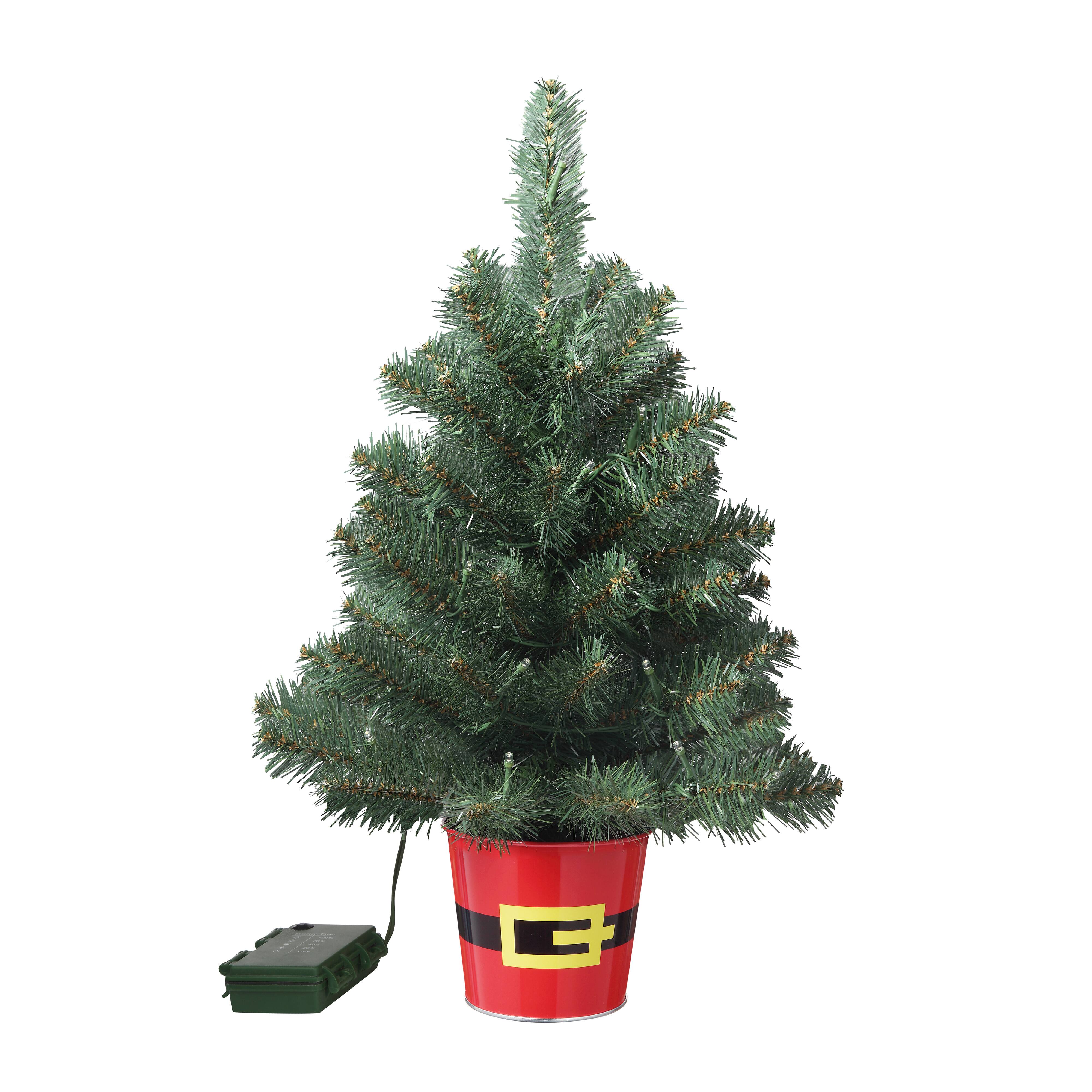 20&#x22; Pre-Lit Night Night&#x2122; Classic Pine Artificial Tabletop Christmas Tree in Santa Belt Base, Clear LED Lights