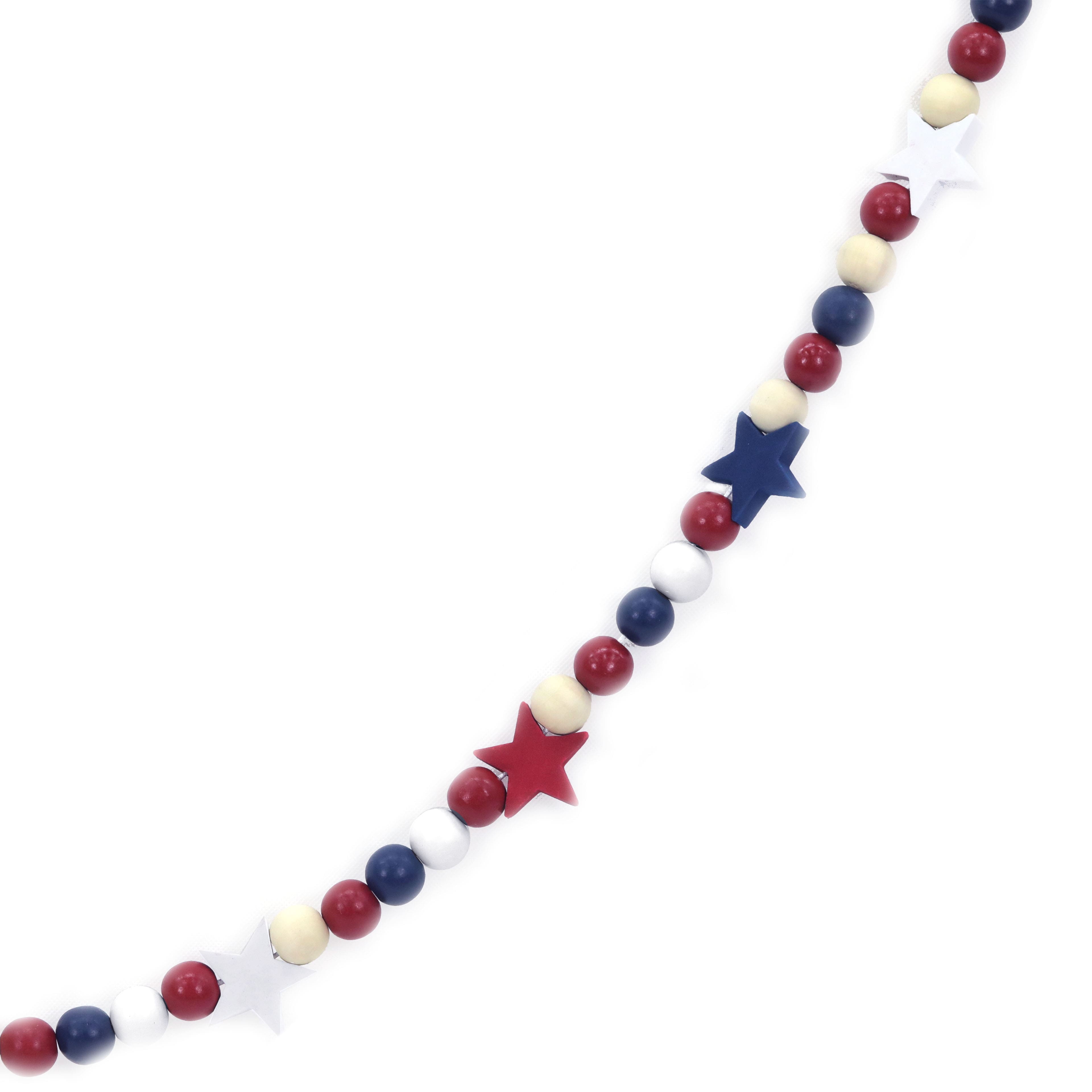 6ft. Red, White &#x26; Blue Wood Bead Garland by Celebrate It&#x2122;