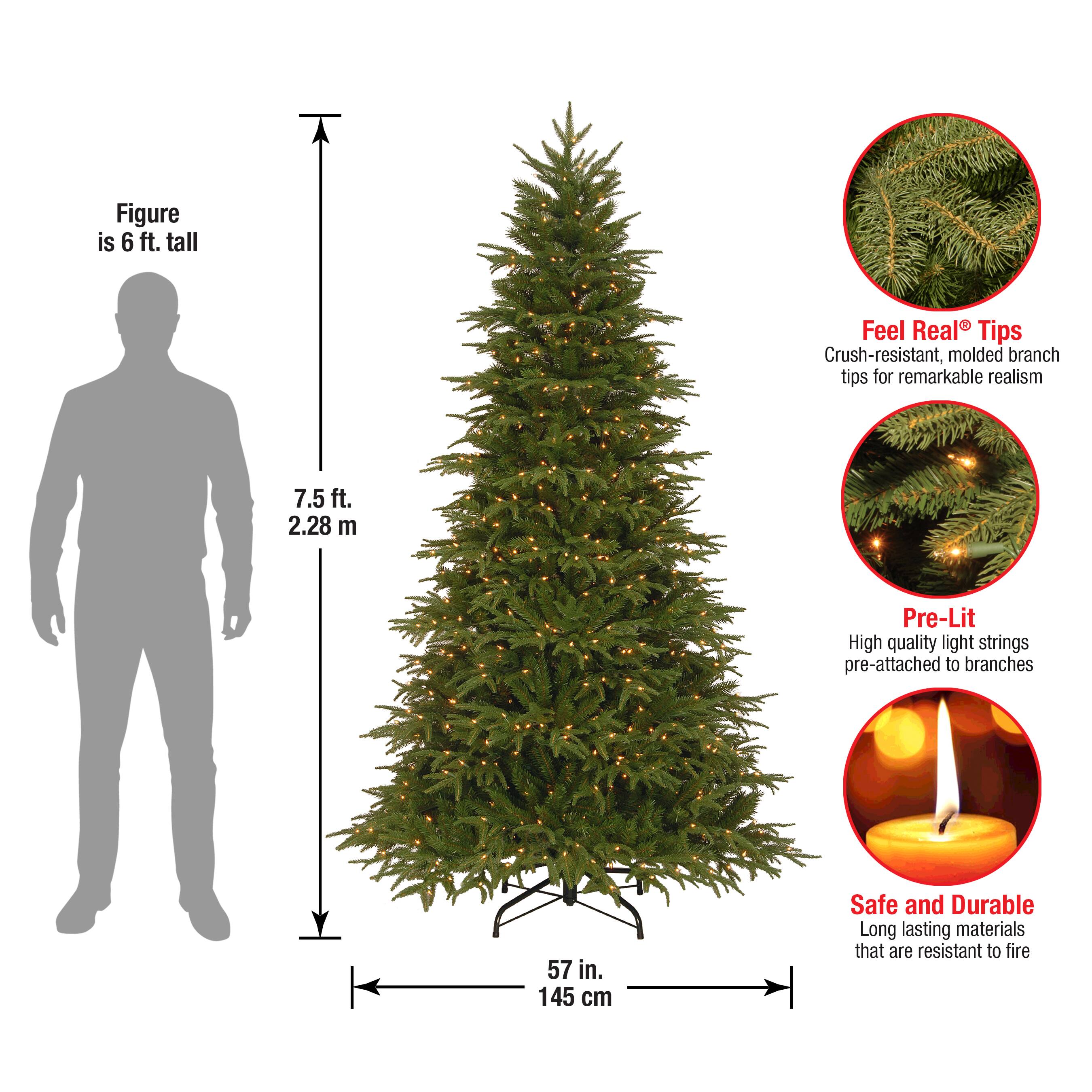 7.5ft. Pre-Lit Feel-Real® Northern Frasier Fir Artificial Christmas Tree, Clear Lights