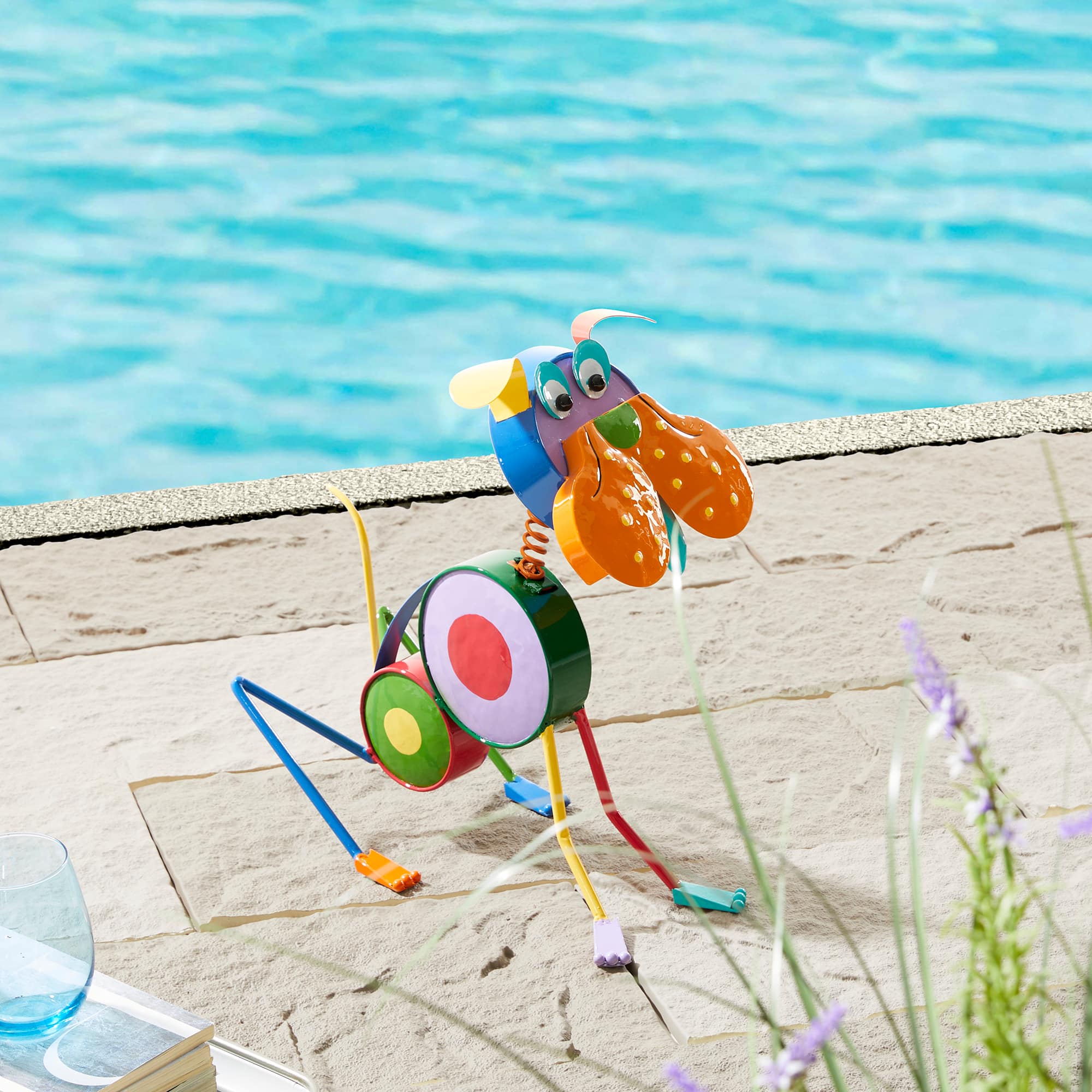 Glitzhome&#xAE; 17&#x22; Metal Novelty Puppy Garden Statue