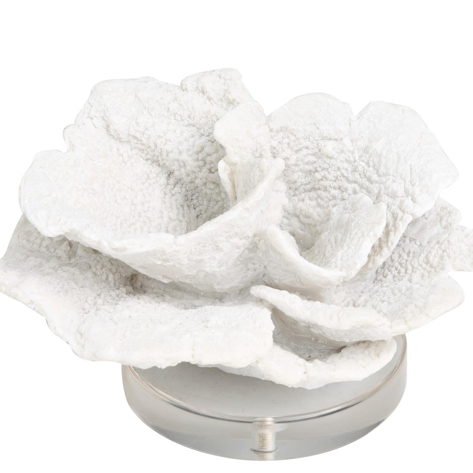 6" White Polystone Small Textured Coral Sculpture with Clear Acrylic Base