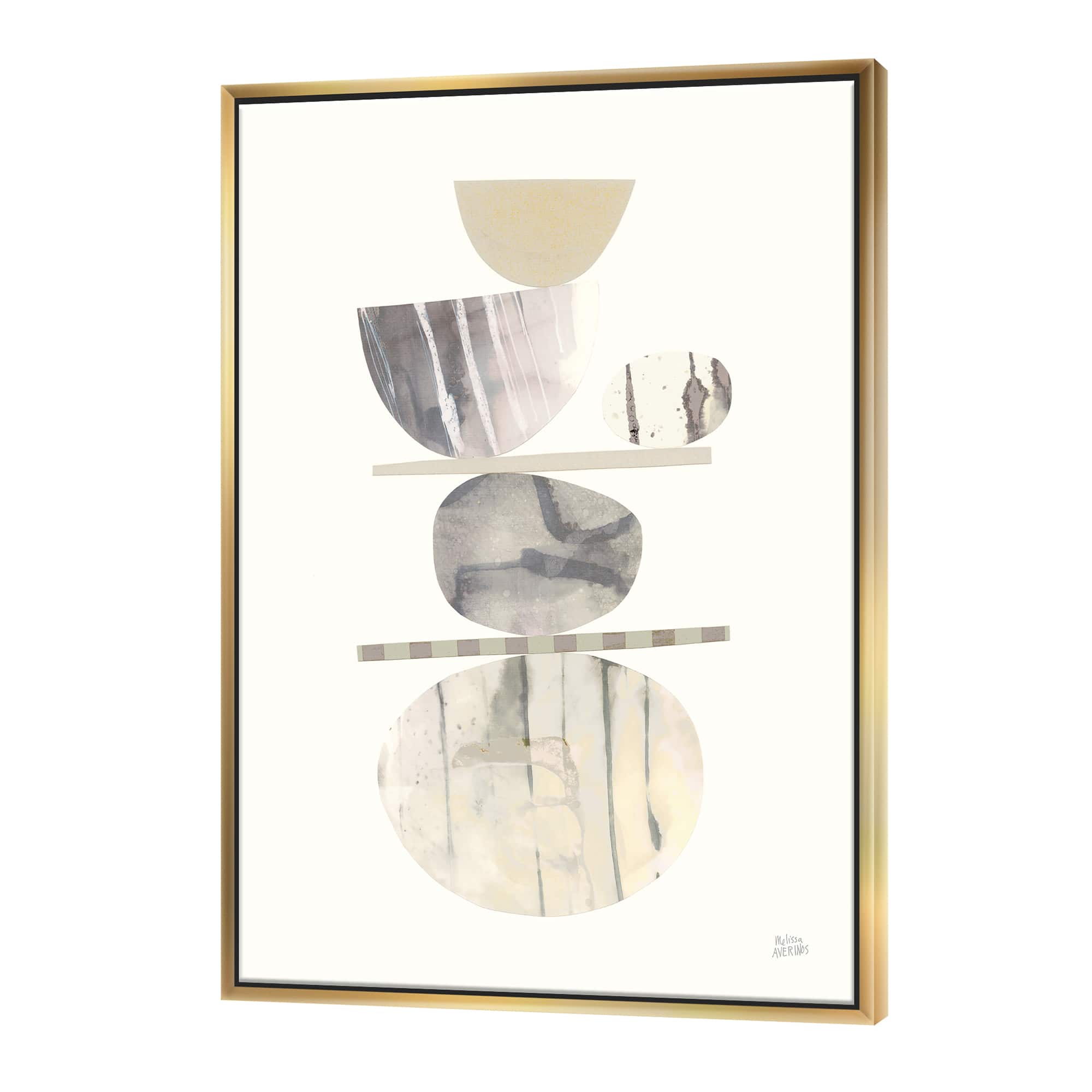 Designart - Geometric Balance Neutral II - Shabby Chic Canvas in Gold Frame