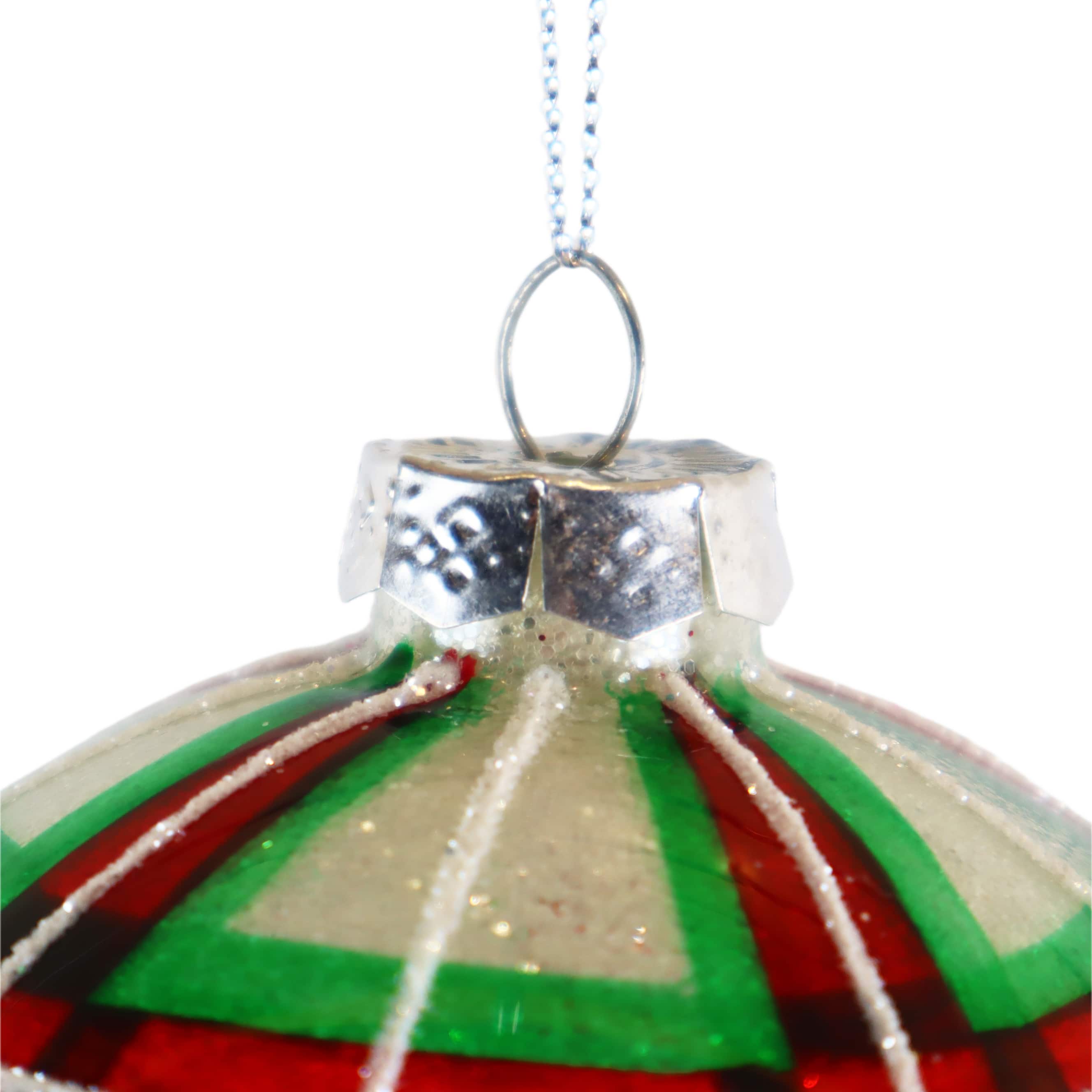 4&#x22; Red &#x26; White Plaid Glass Ball Ornament by Ashland&#xAE;