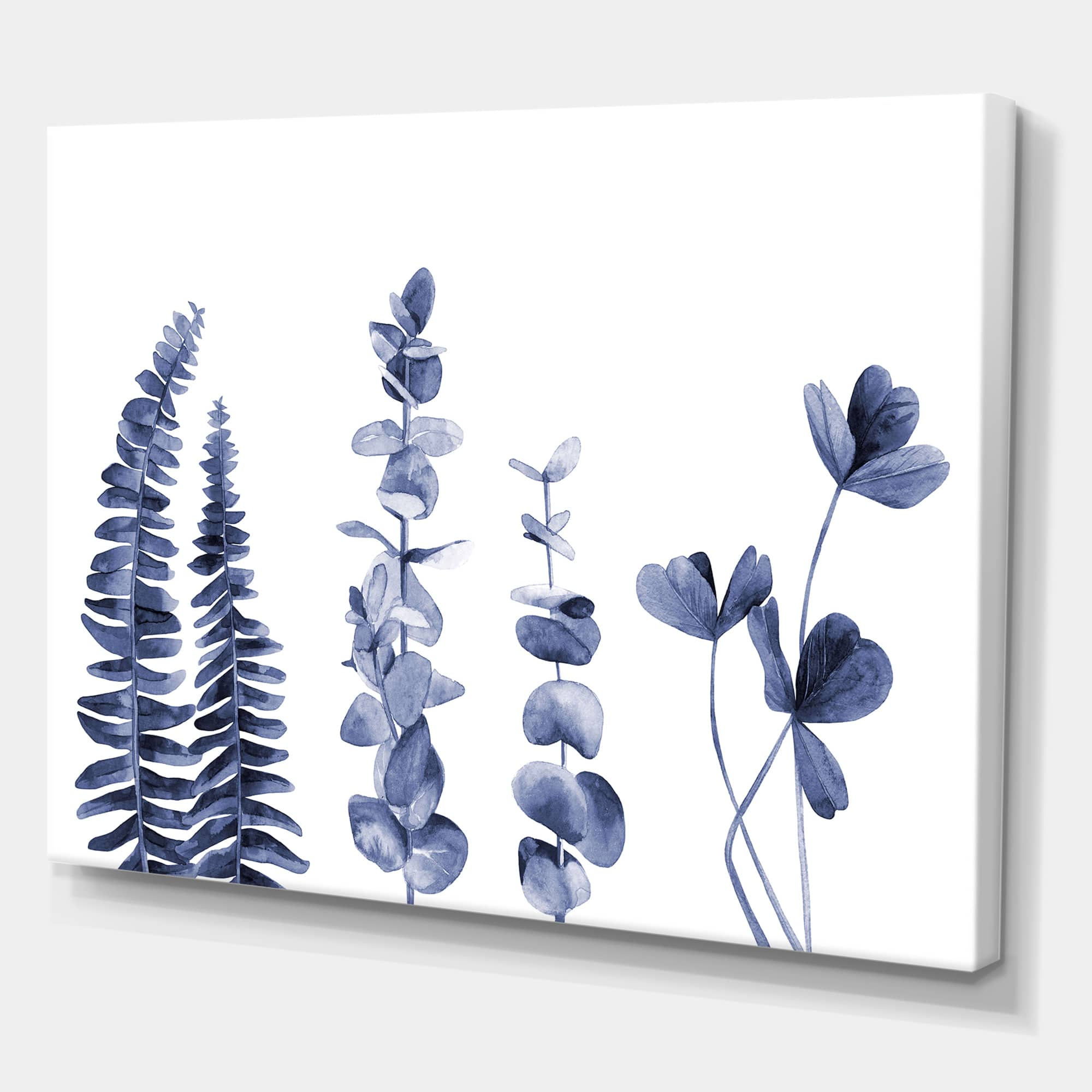 Designart - Navy Blue Eucalyptus I - Traditional Canvas Wall Art Print