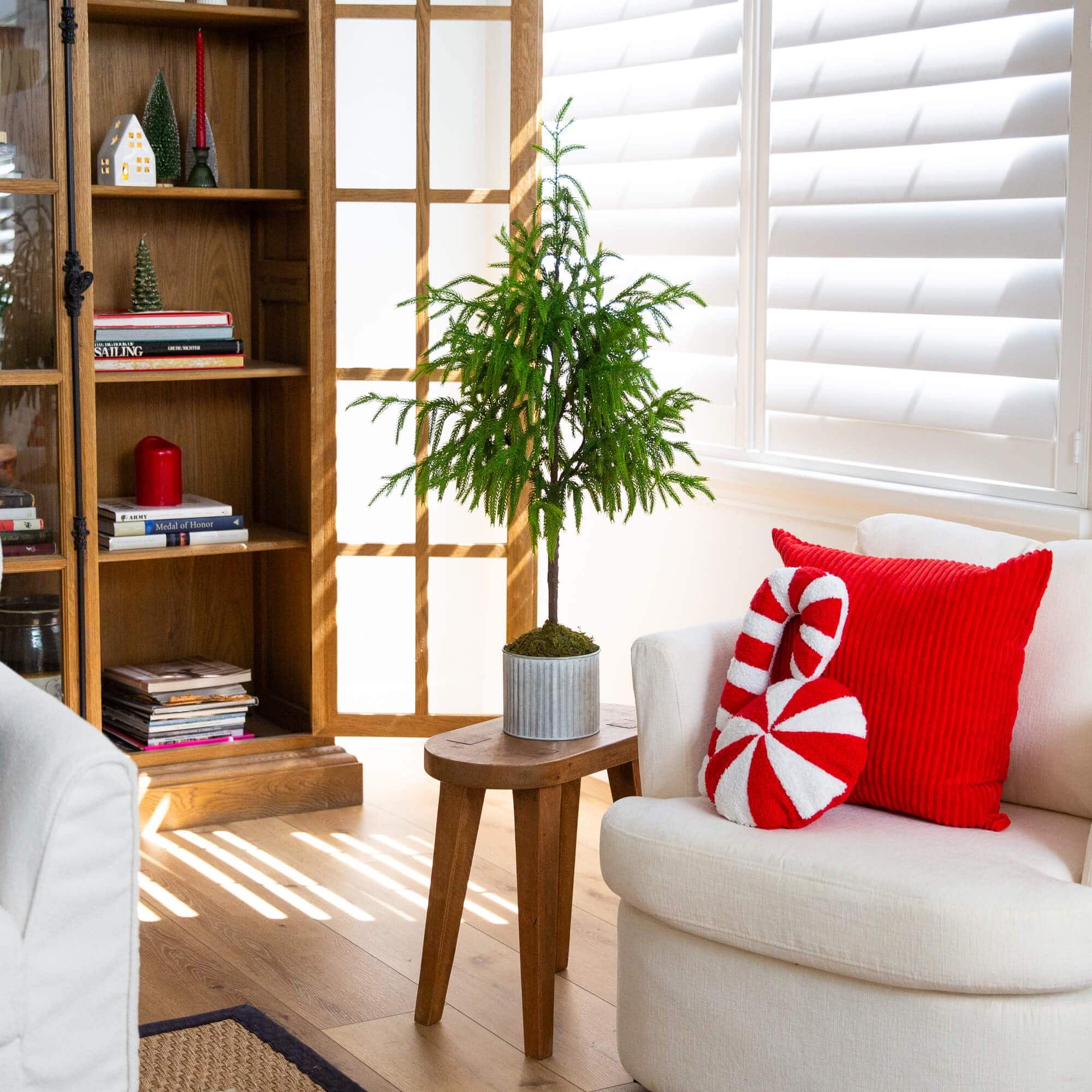 3ft. Unlit Real Touch Norfolk Island Pine Artificial Christmas Tree in Metal Planter