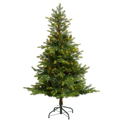 5ft. Pre-Lit North Carolina Spruce Artificial Christmas Tree, Clear ...