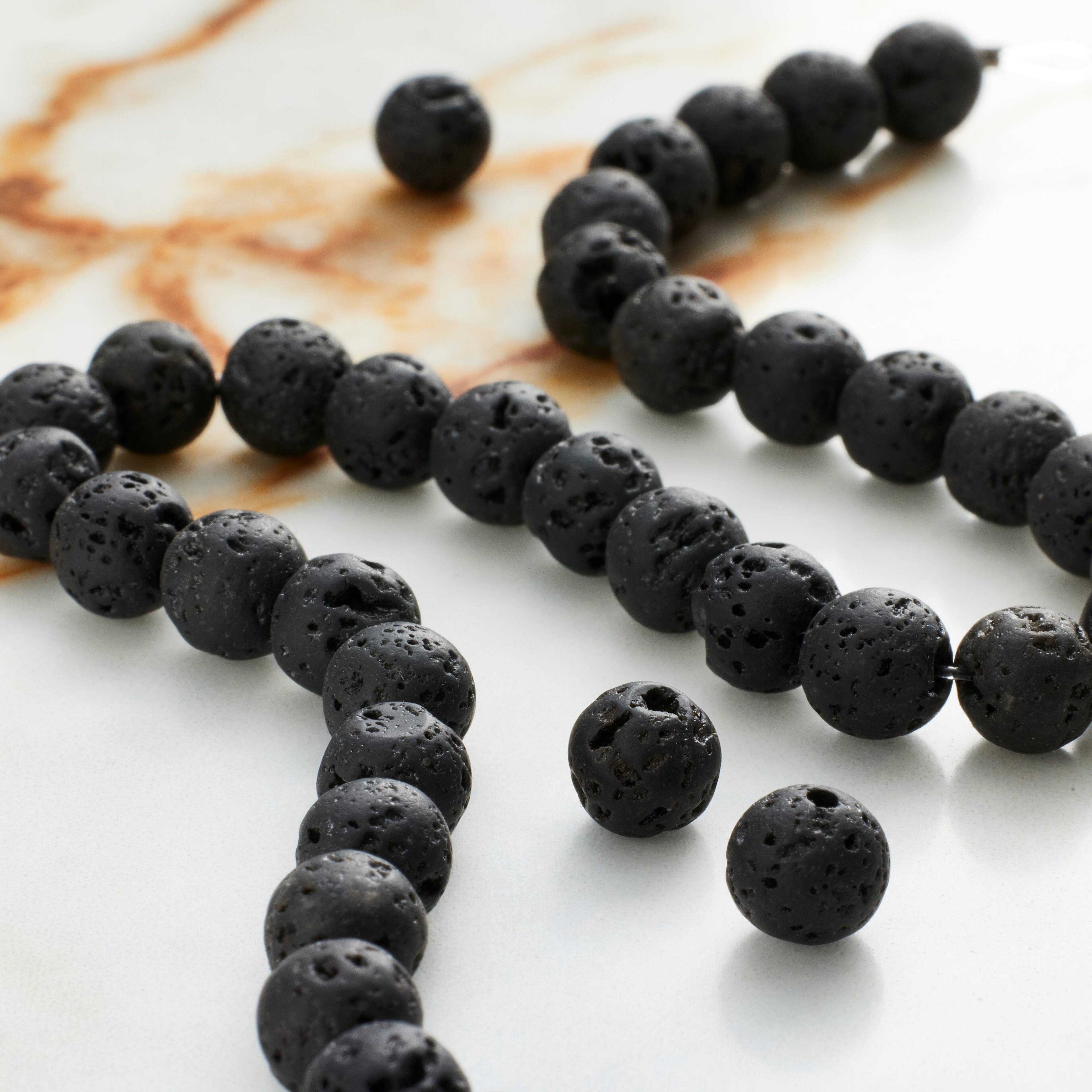 12 Pack: Black Lava Round Beads, 6mm by Bead Landing™
