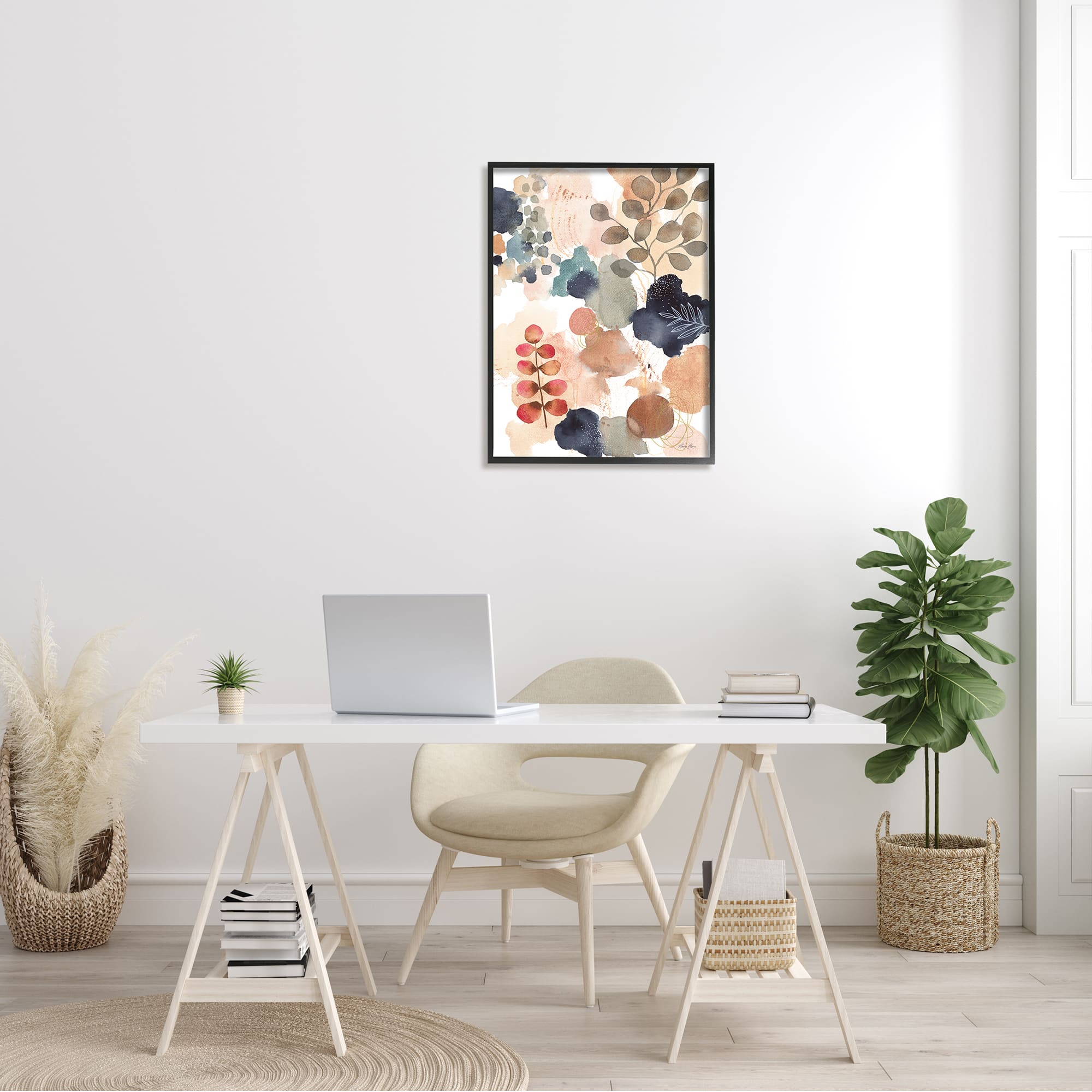 Stupell Industries Abstract Botanical Shape Collage Modern Boho Painting Framed Wall Art