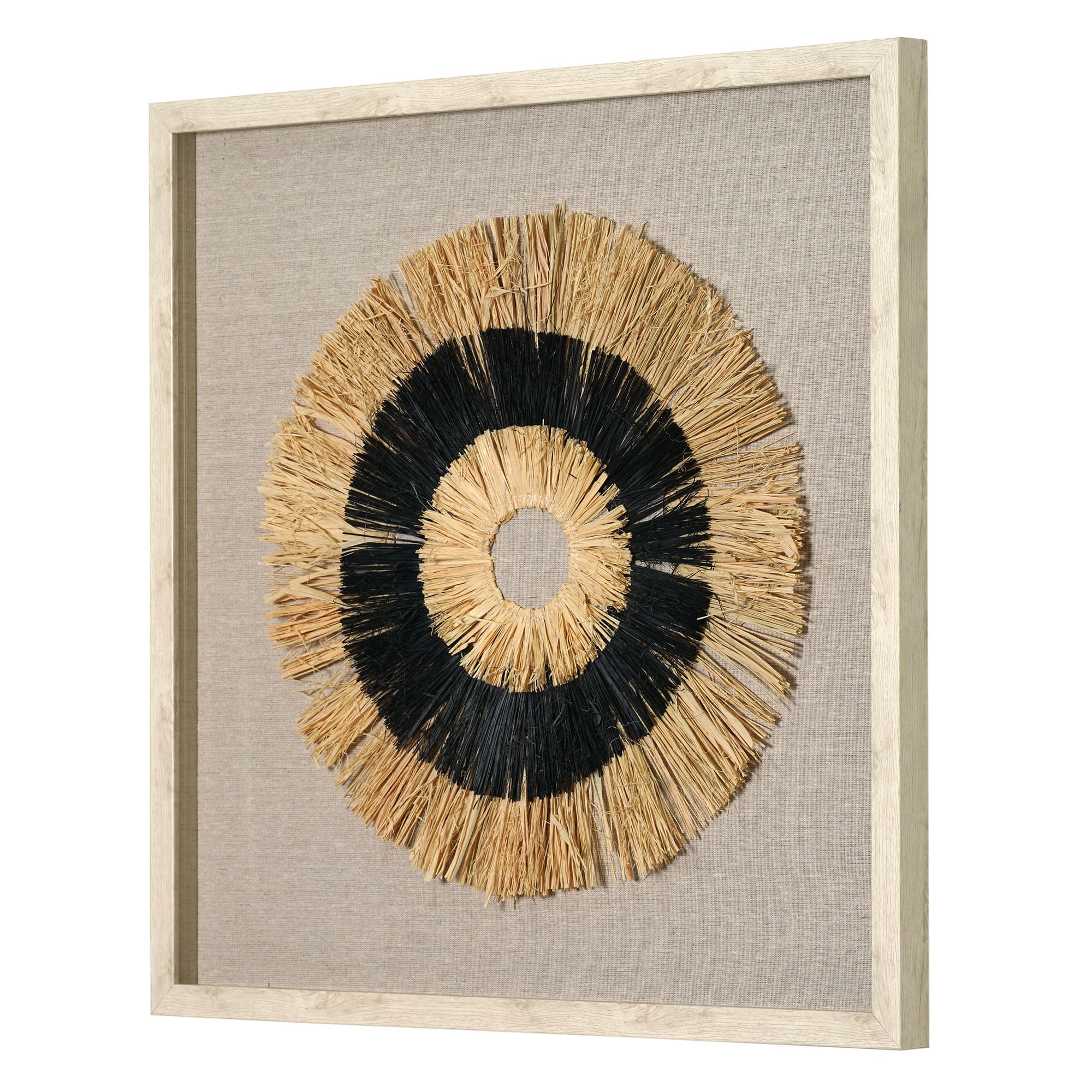 American Art Décor™ 23.5" Handmade Framed Natural Straw and Linen Wall Art Décor