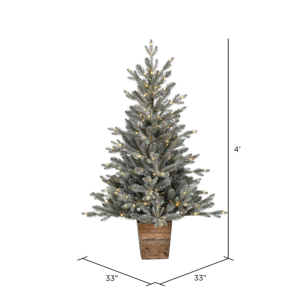 4ft. Pre-Lit Gooding Potted Pine Artificial Tree, Warm White LED Mini Lights