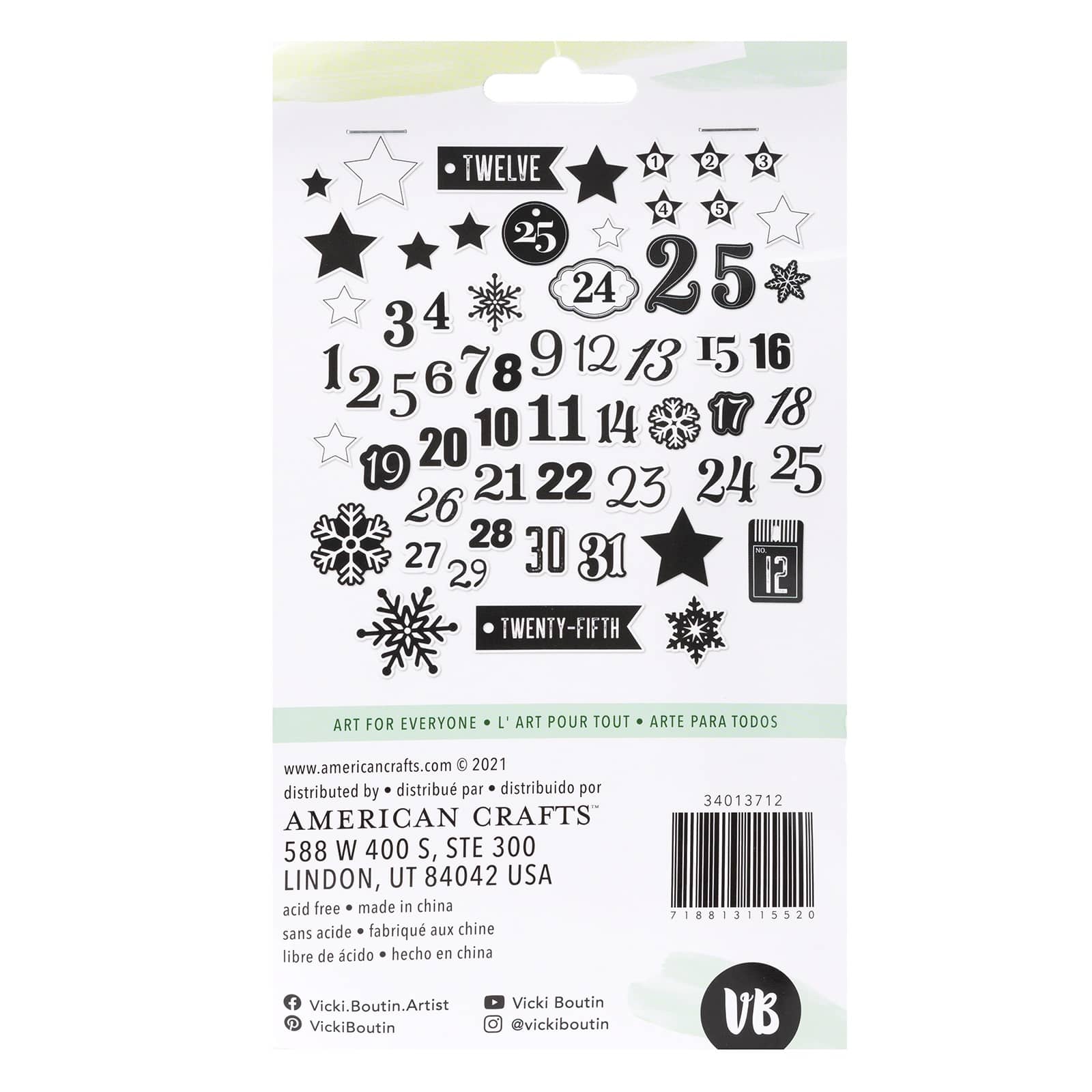 American Crafts&#x2122; Vicki Boutin Evergreen &#x26; Holly Mixed Chipboard Shapes