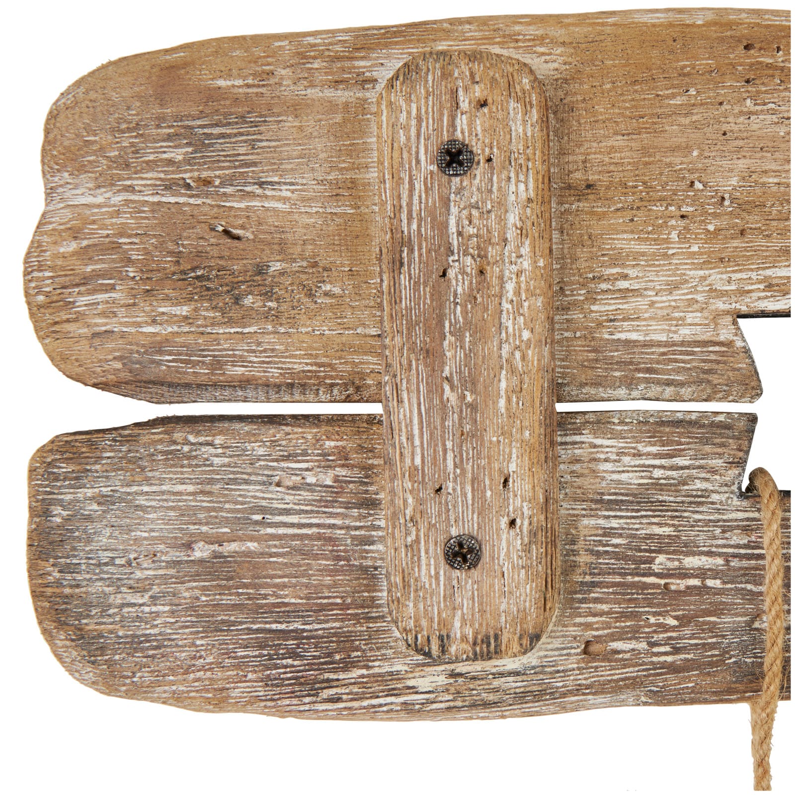 Handmade Whitewashed Brown Wood Live Edge Wall Hook with 5 Fish-Shaped Hangers