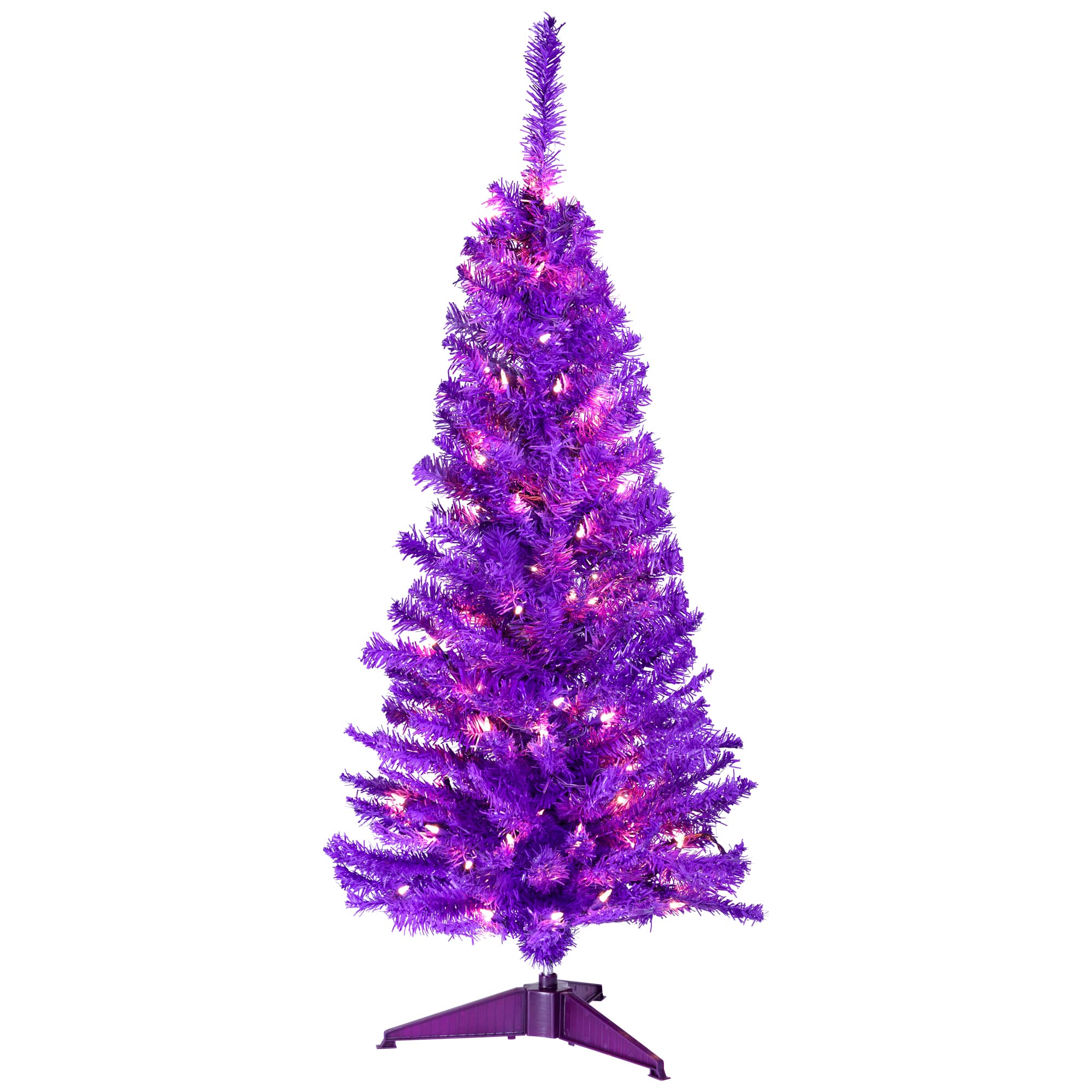 4ft. Pre-Lit Medium Purple Pine Artificial Christmas Tree, Clear Lights