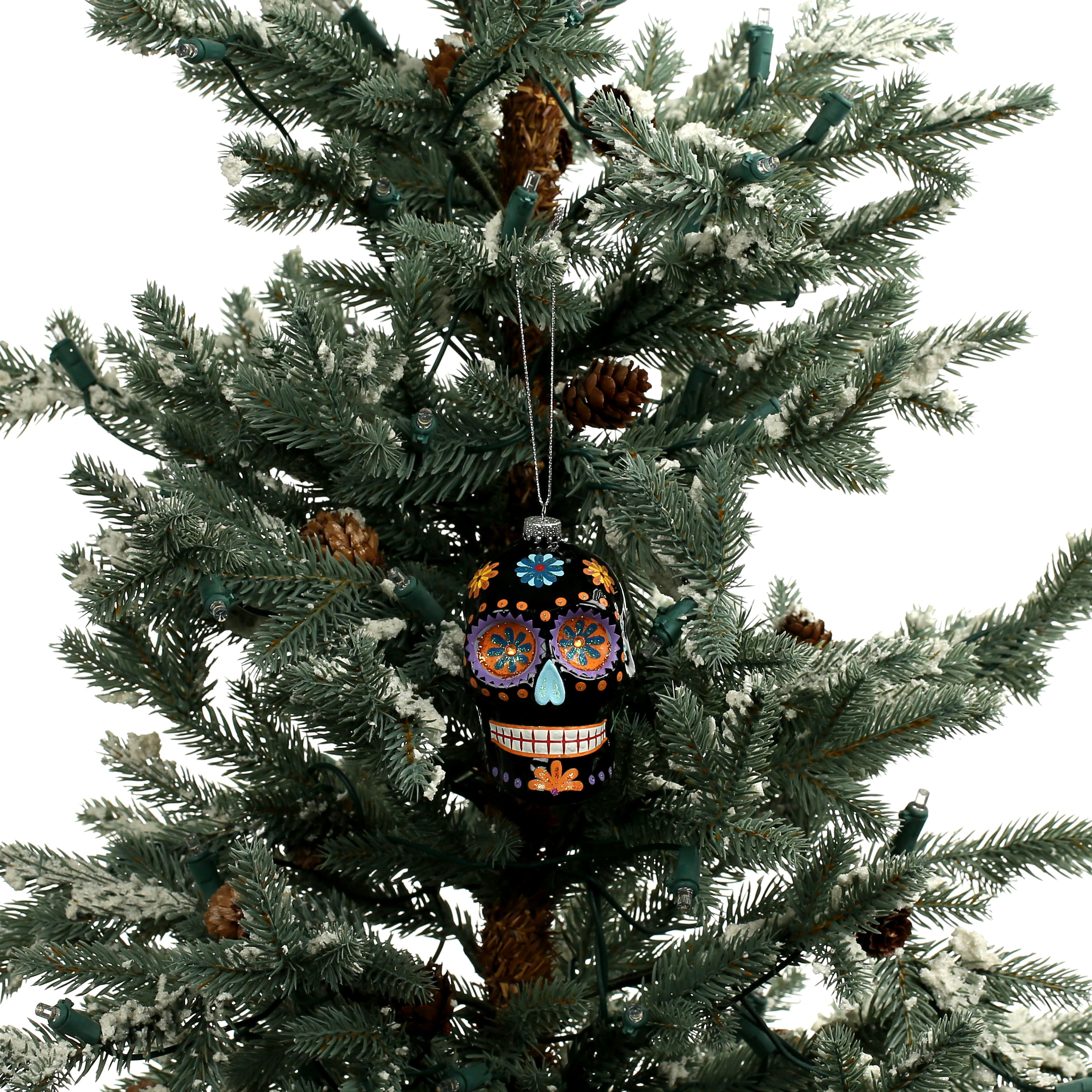 3.75&#x22; Black Sugar Skull Glass Ornament by Ashland&#xAE;